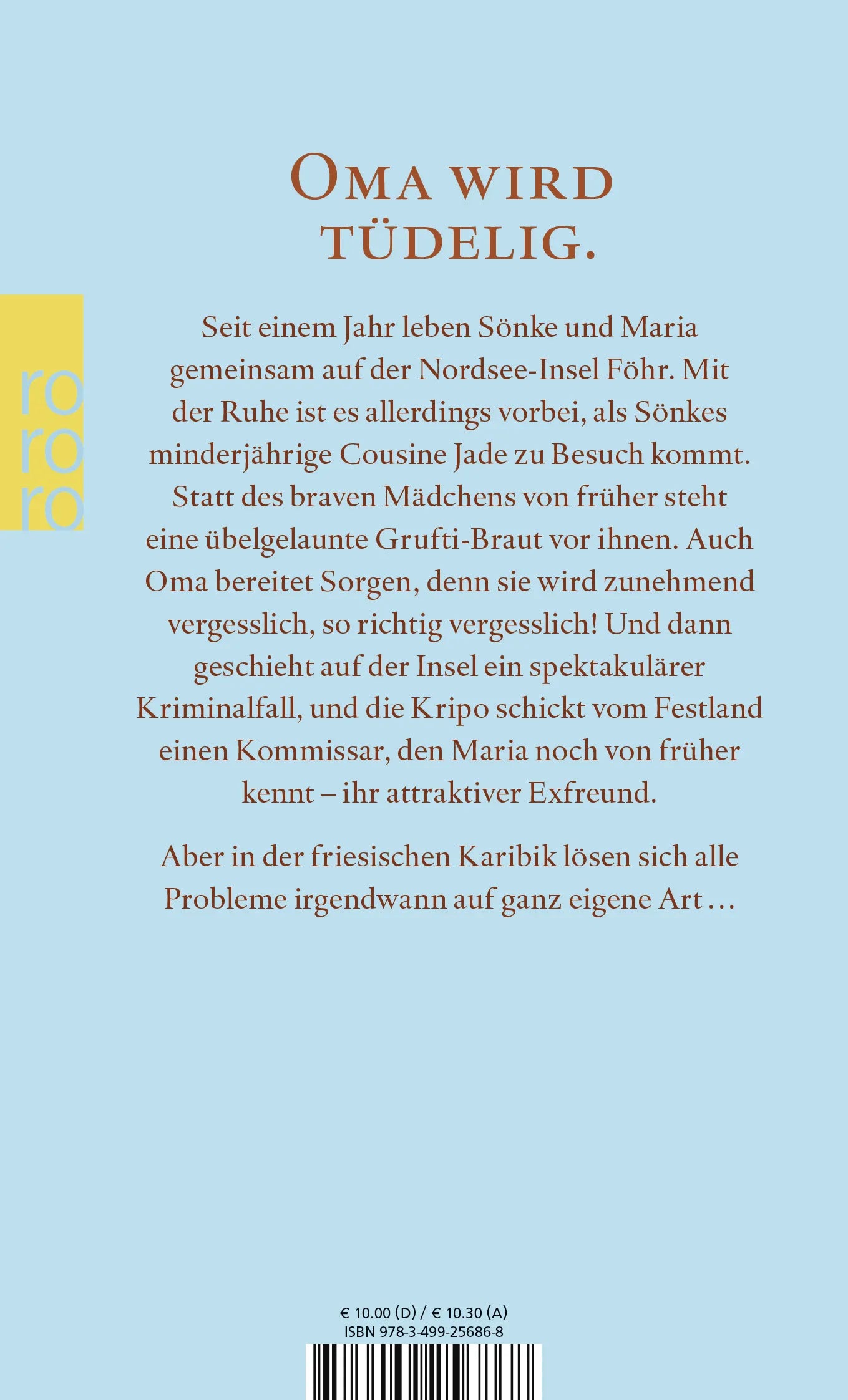 Buchrückseite von 'Ein Strandkorb für Oma' mit Klappentext - Taschenbuch