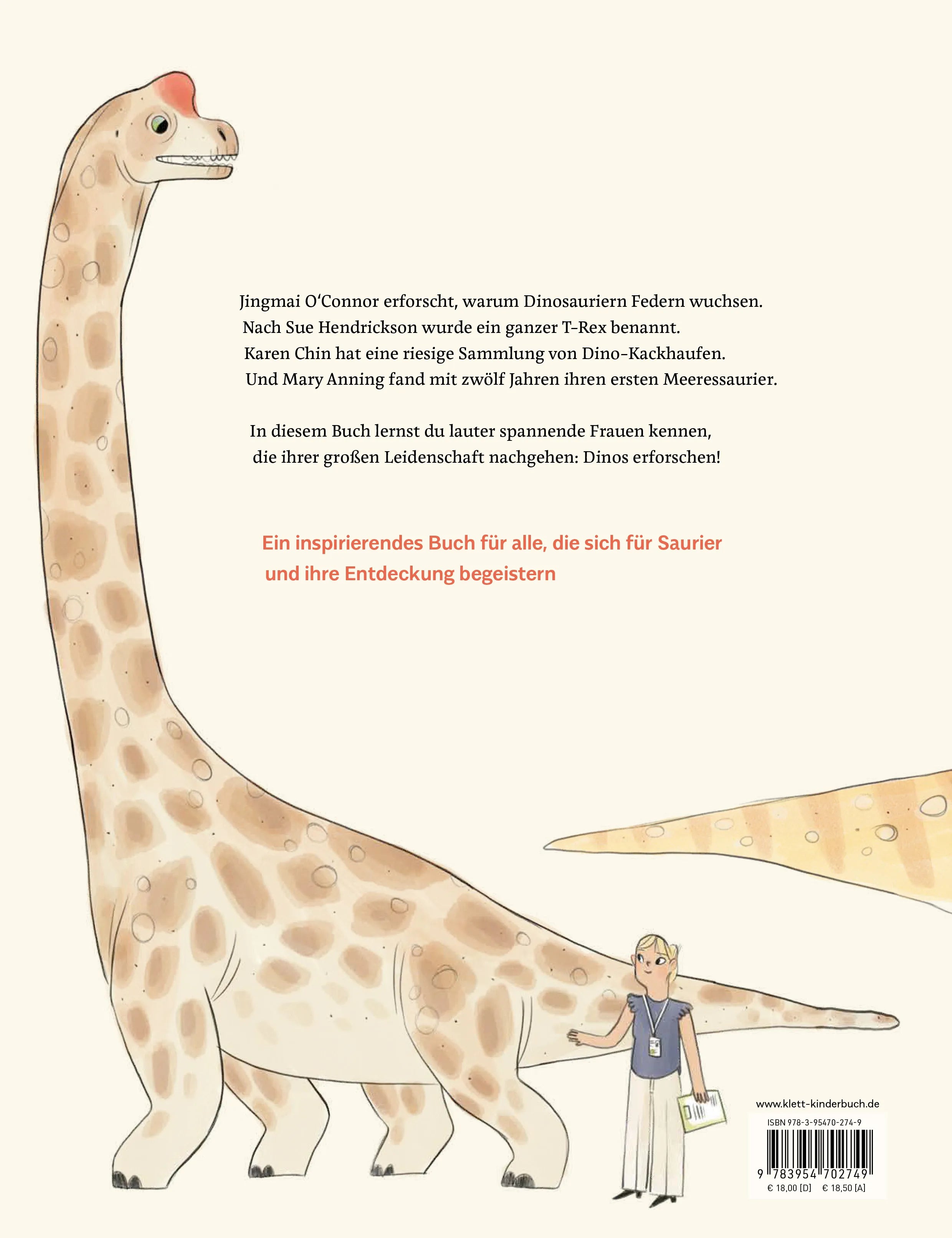Buchrückseite von 'Ein T-Rex namens Sue' mit Klappentext - Gebundene Ausgabe