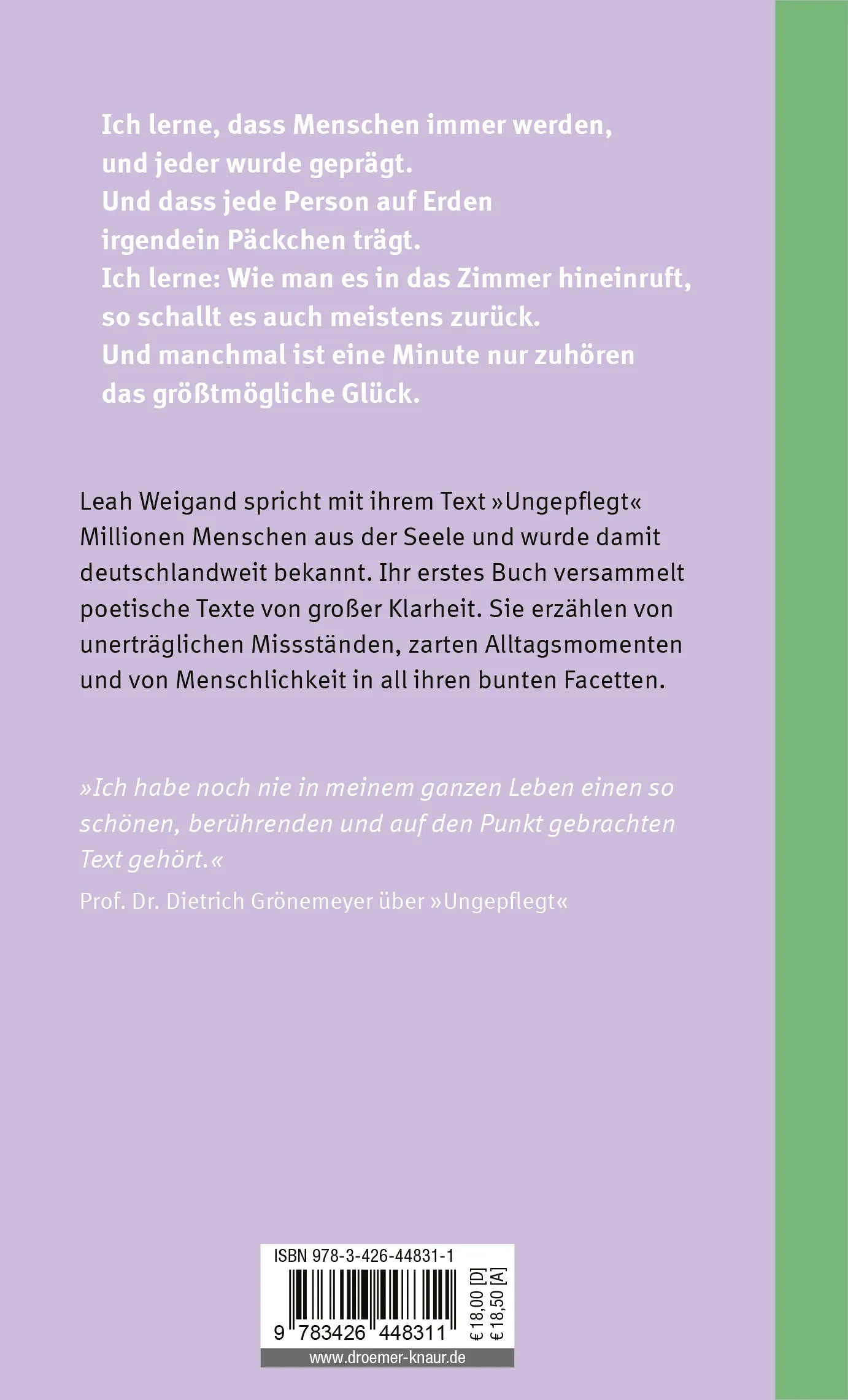 Buchrückseite von 'Ein wenig mehr Wir' mit Klappentext - Gebundene Ausgabe