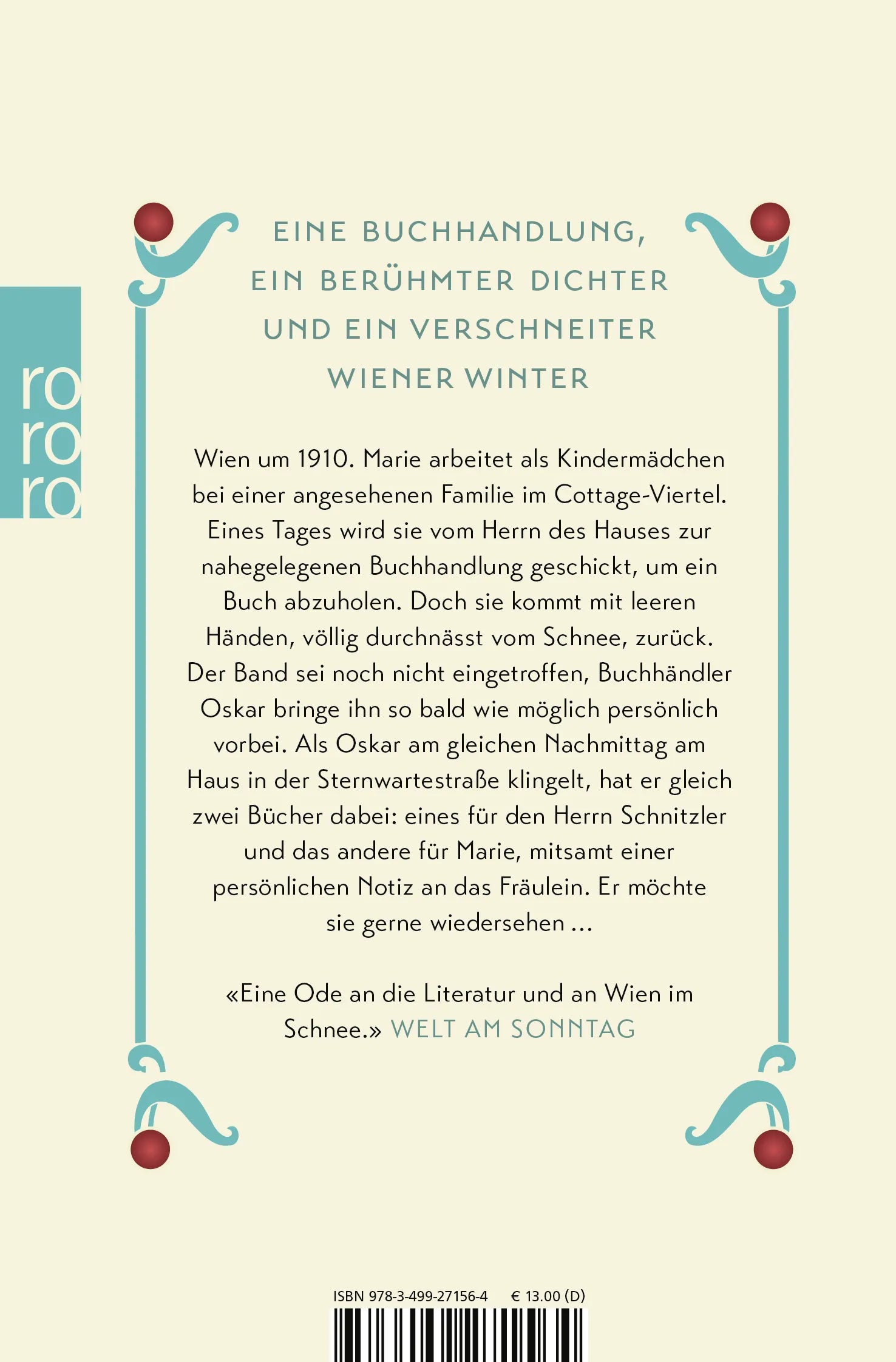 Buchrückseite von 'Ein Winter in Wien' mit Klappentext - Taschenbuch