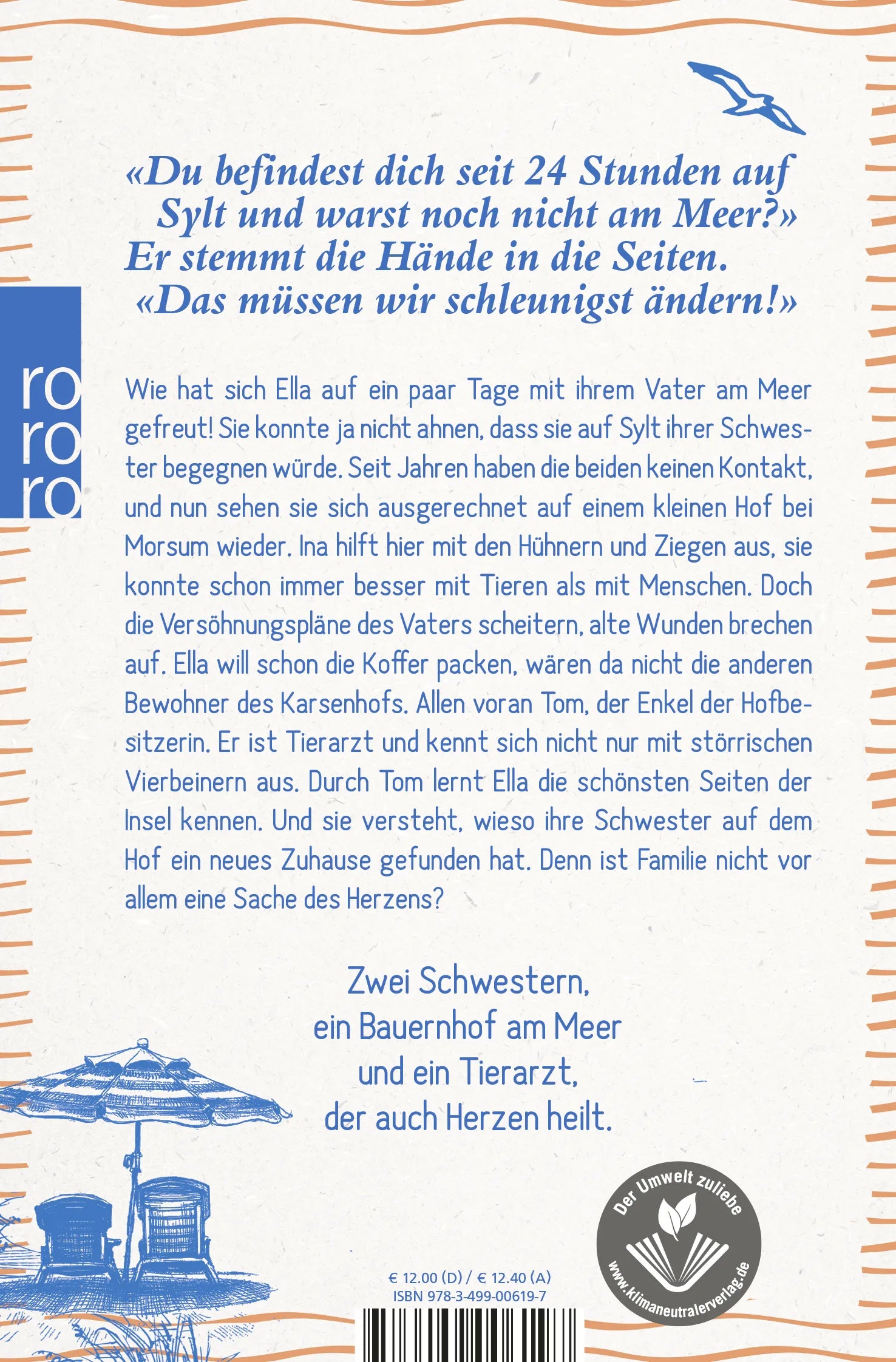 Buchrückseite von 'Ein Zuhause auf Sylt' mit Klappentext - Taschenbuch