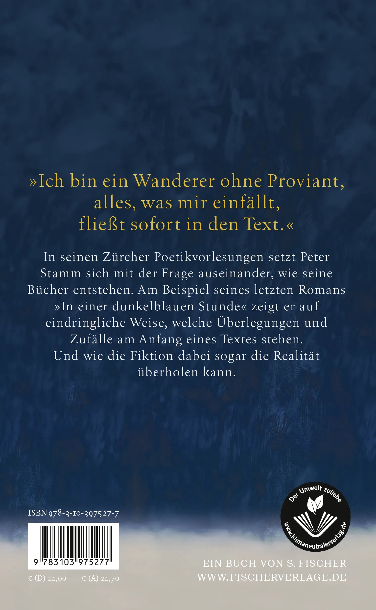 Buchrückseite von 'Eine Fantasie der Zeit' mit Klappentext - Gebundene Ausgabe