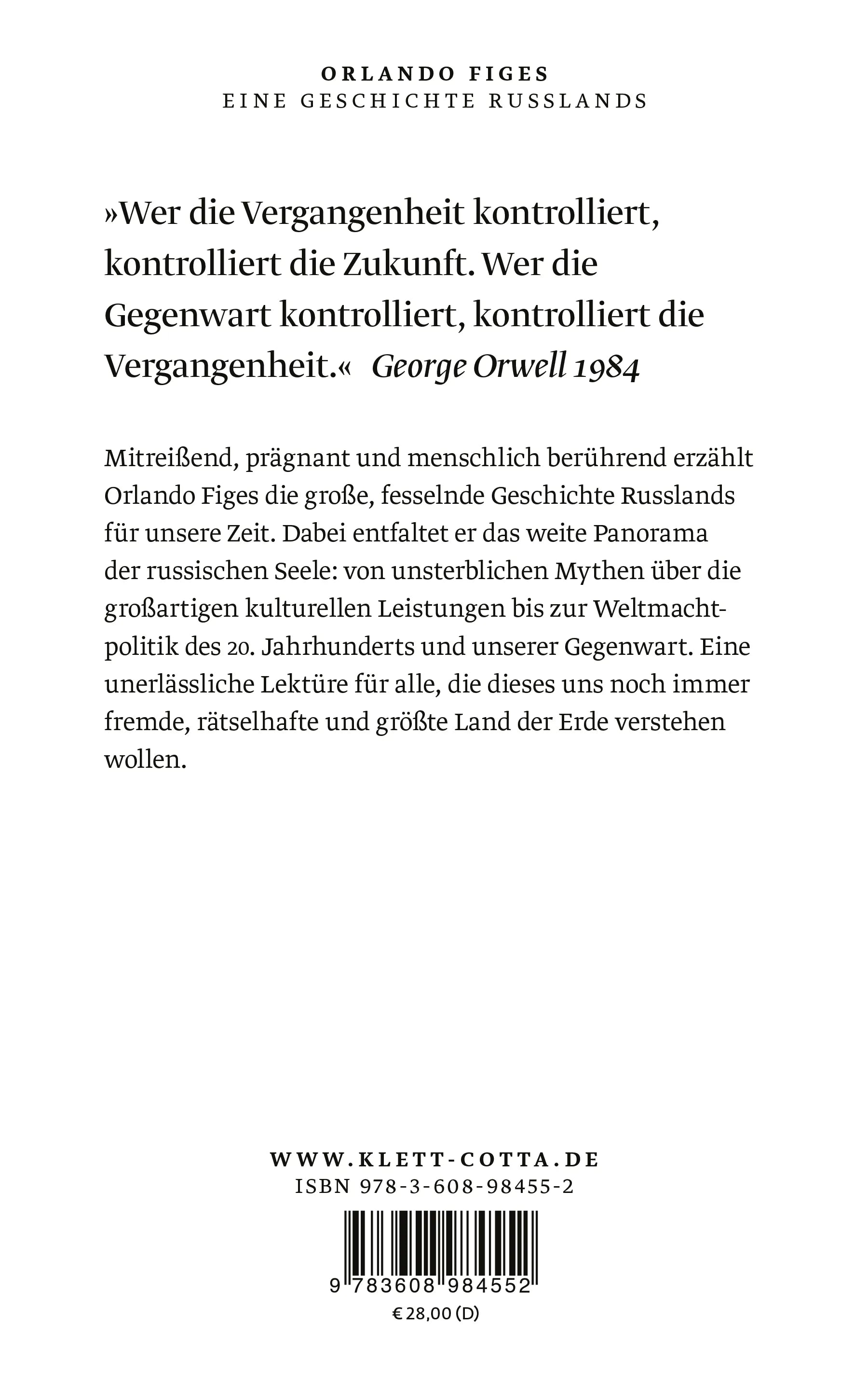 Buchrückseite von 'Eine Geschichte Russlands' mit Klappentext - Gebundene Ausgabe