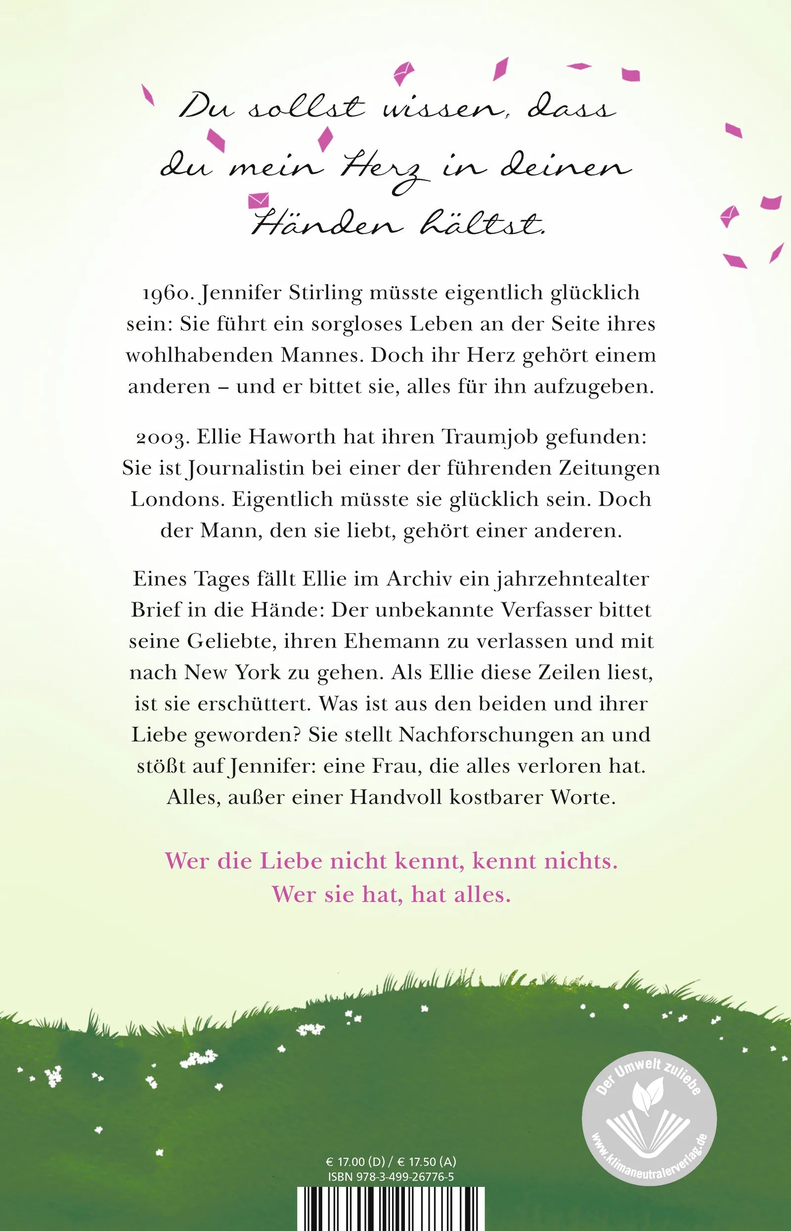 Buchrückseite von 'Eine Handvoll Worte' mit Klappentext - Paperback