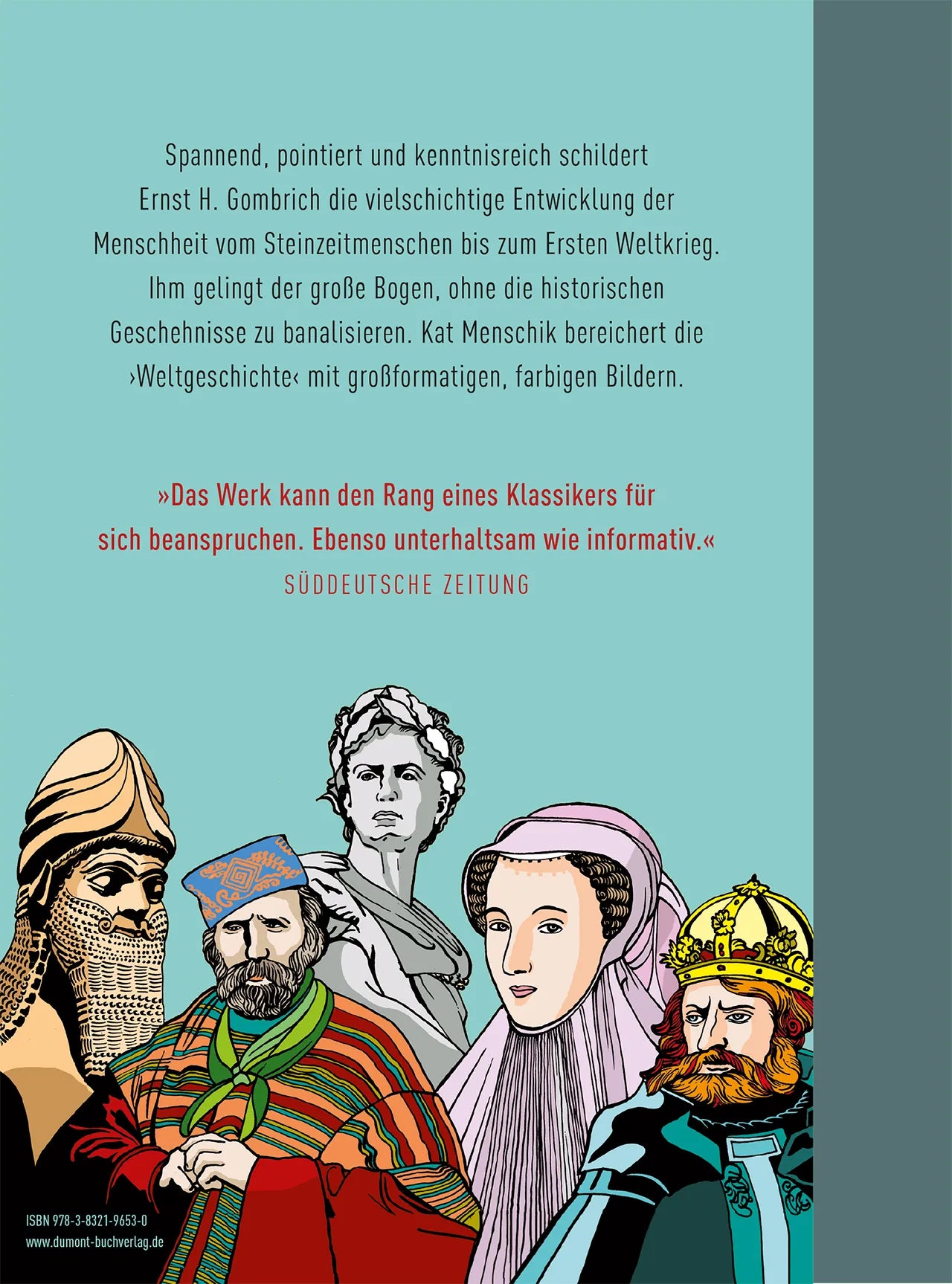 Buchrückseite von 'Eine kurze Weltgeschichte für junge Leser' mit Klappentext - Gebundene Ausgabe