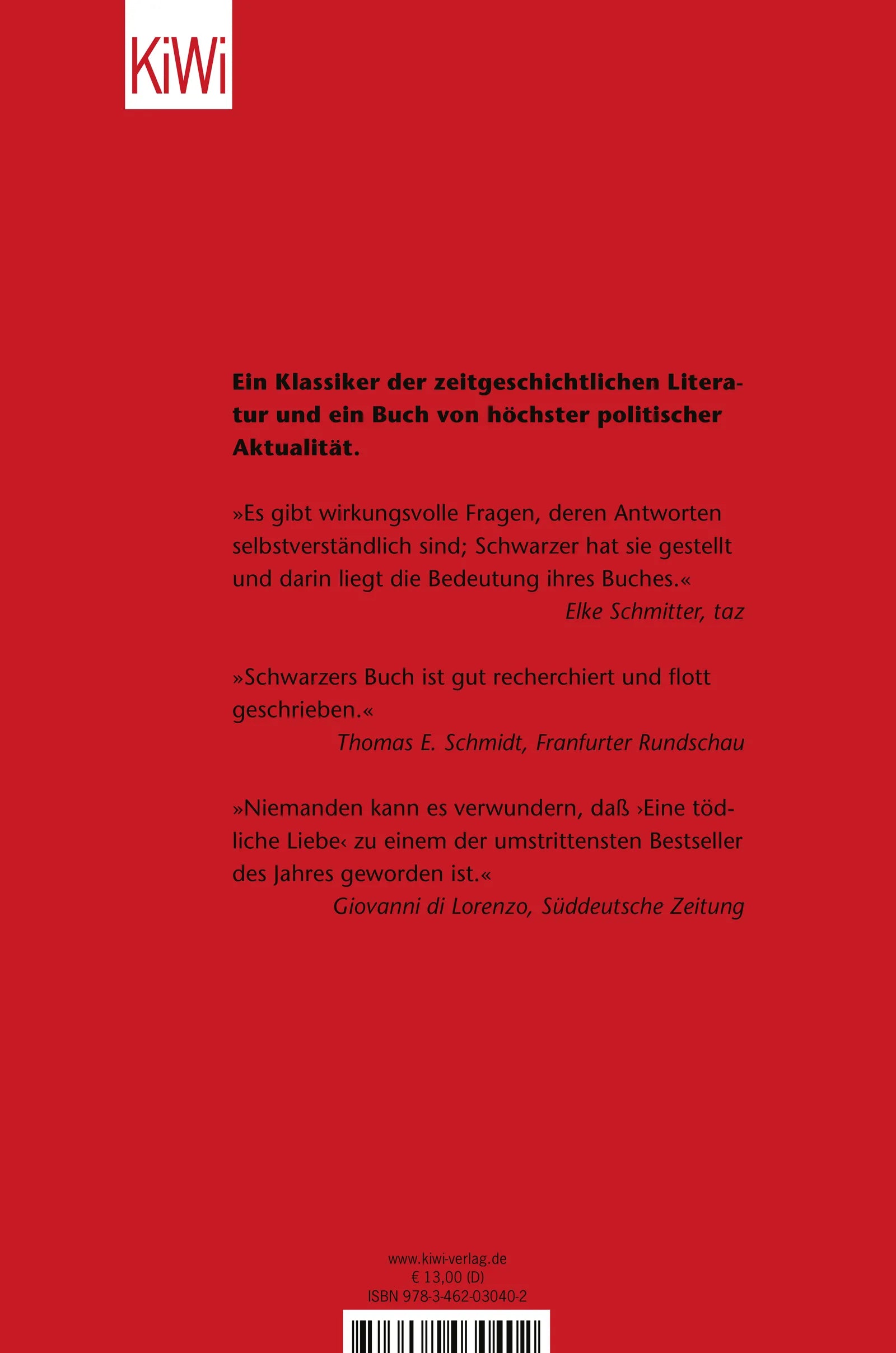 Buchrückseite von 'Eine tödliche Liebe' mit Klappentext - Taschenbuch