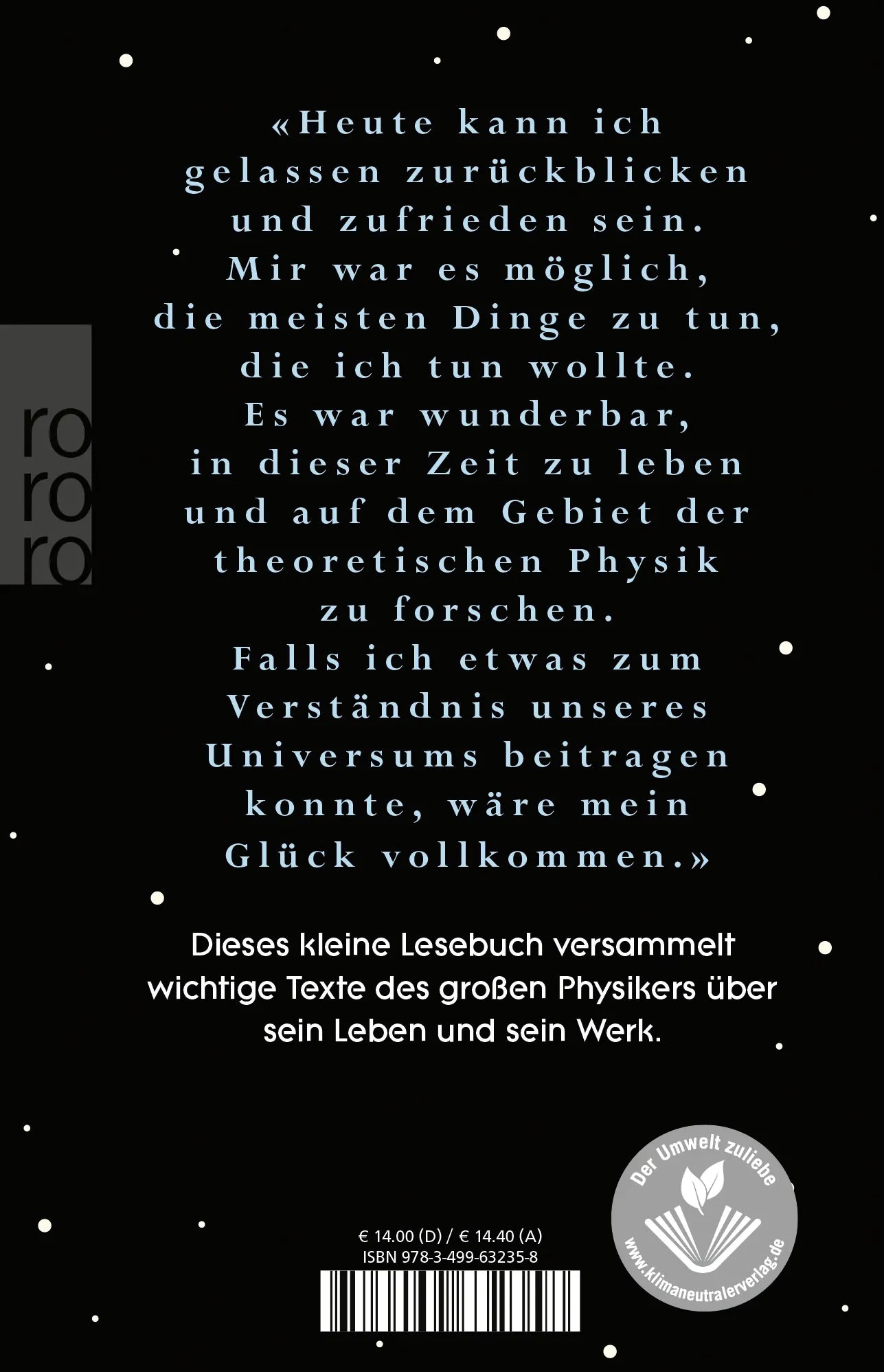 Buchrückseite von '«Eine wunderbare Zeit zu leben»' mit Klappentext - Gebundene Ausgabe
