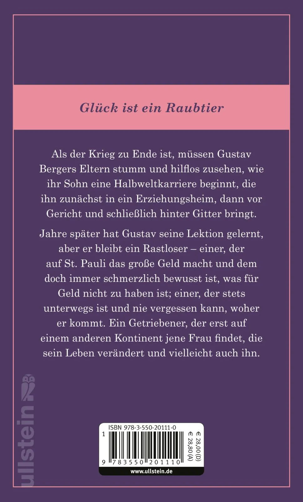 Buchrückseite von 'Einer von der Straße' mit Klappentext - Taschenbuch