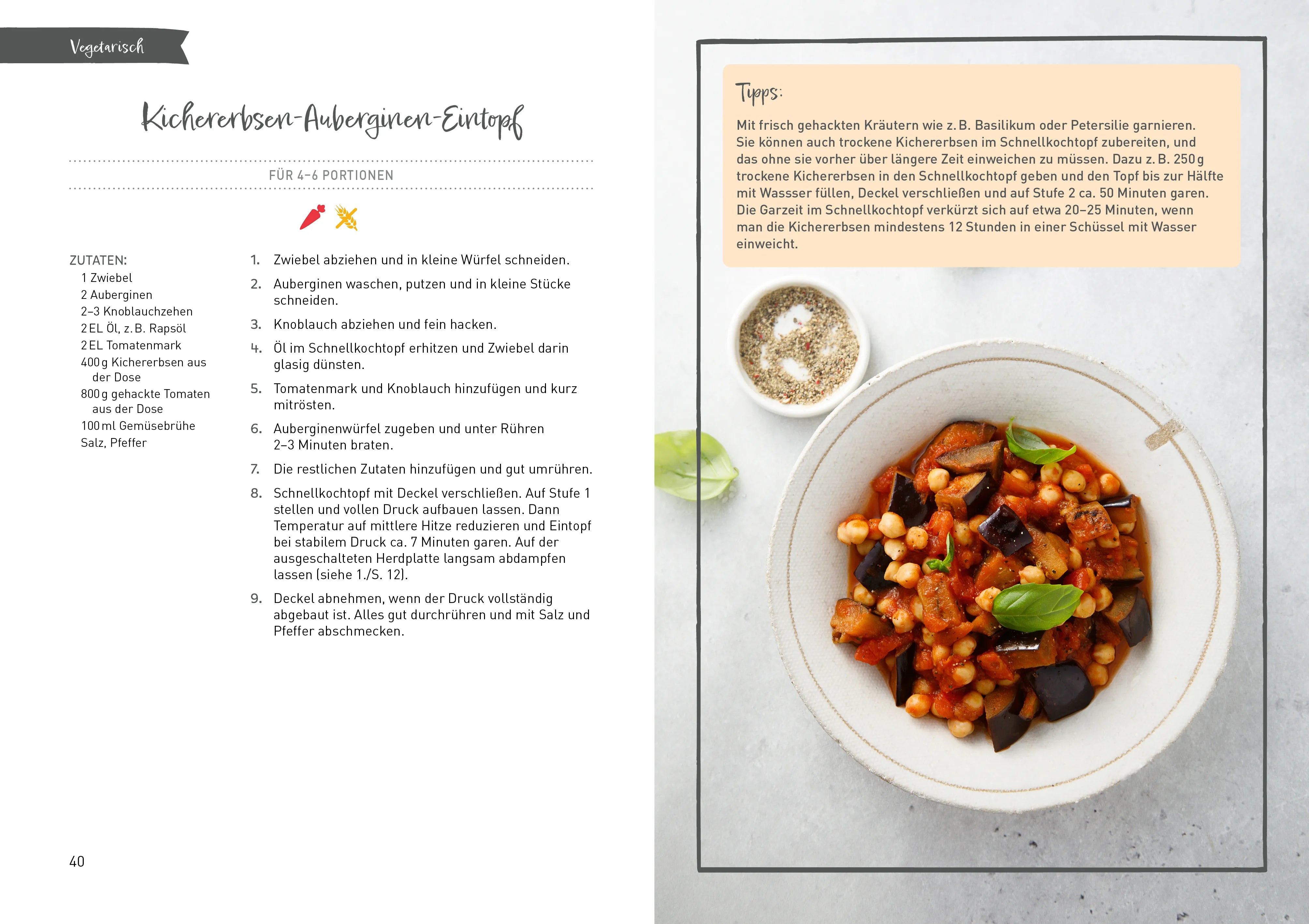 Innenansicht von 'Einfach kochen mit dem Schnellkochtopf' - Taschenbuch