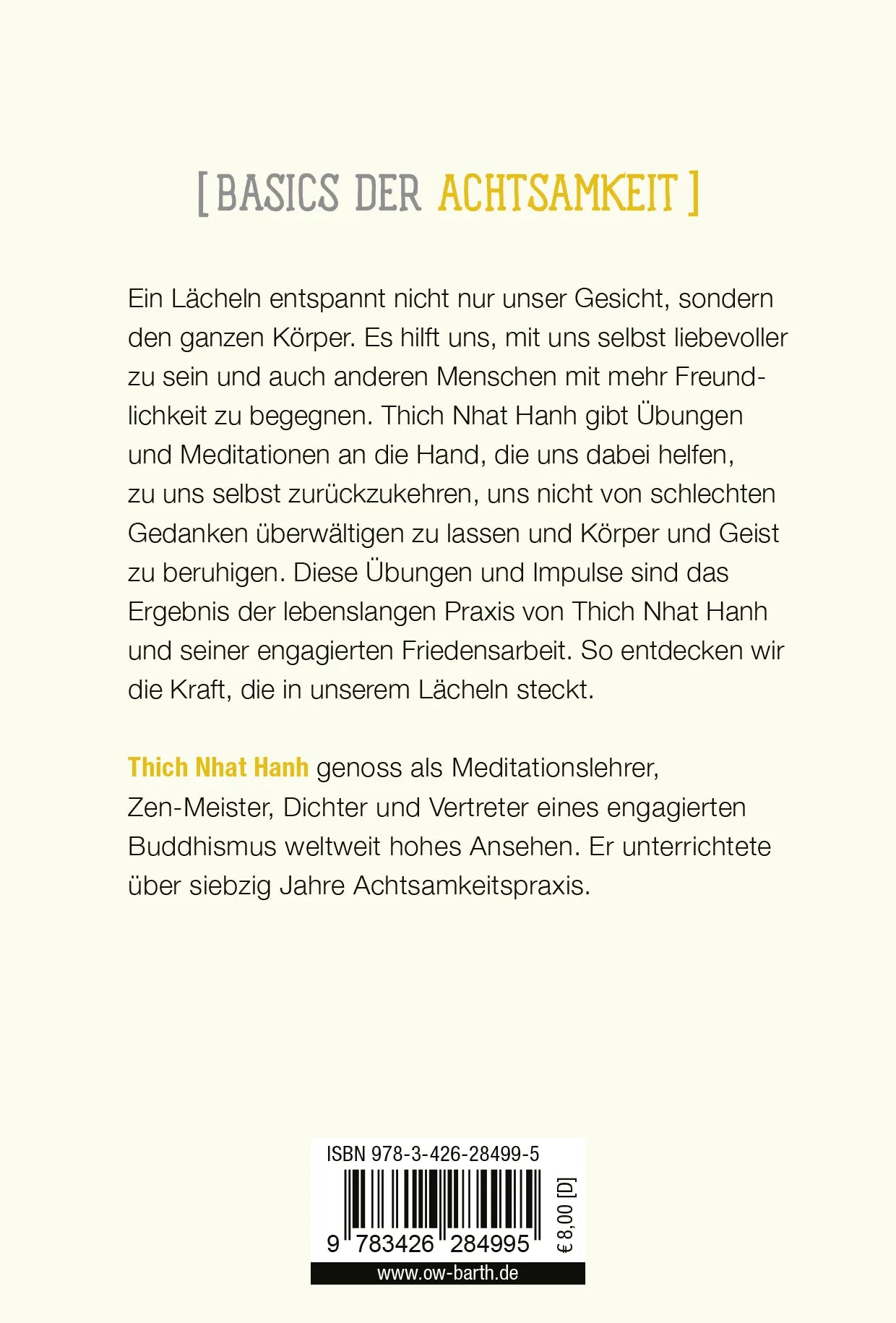 Buchrückseite von 'Einfach lächeln' mit Klappentext - Taschenbuch