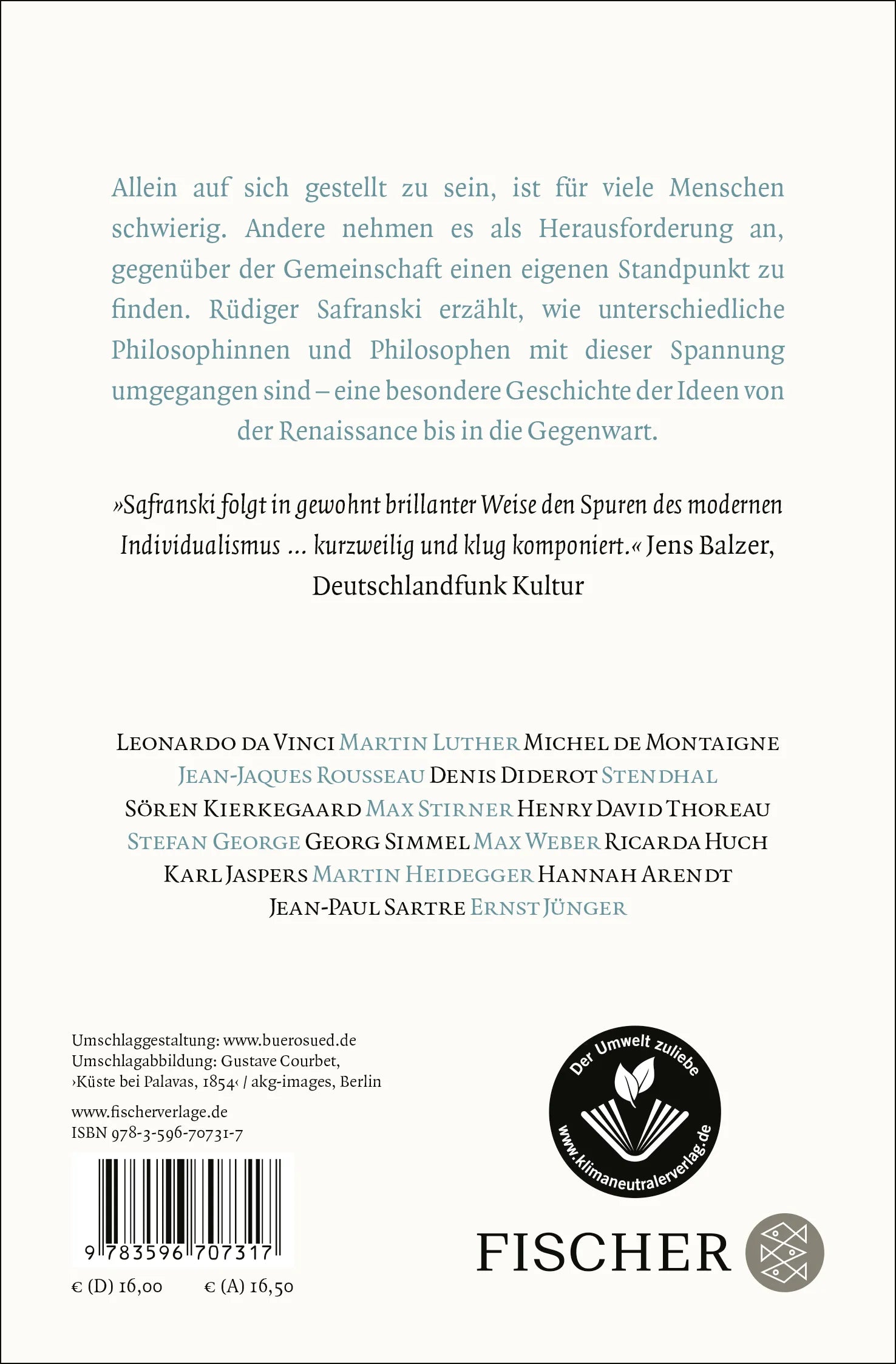 Buchrückseite von 'Einzeln sein' mit Klappentext - Taschenbuch