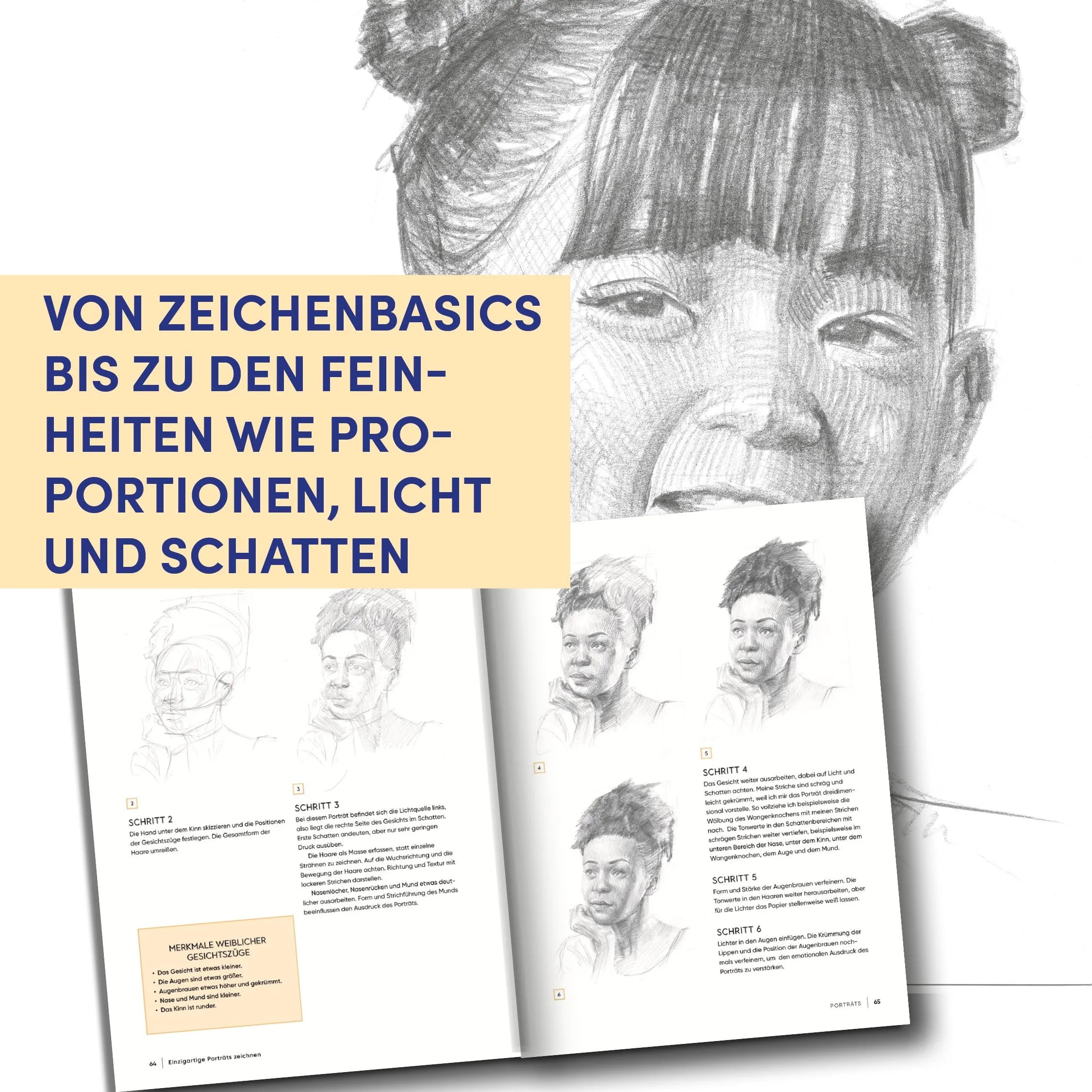 Detailansicht: Einzigartige Porträts zeichnen (Hardcover)