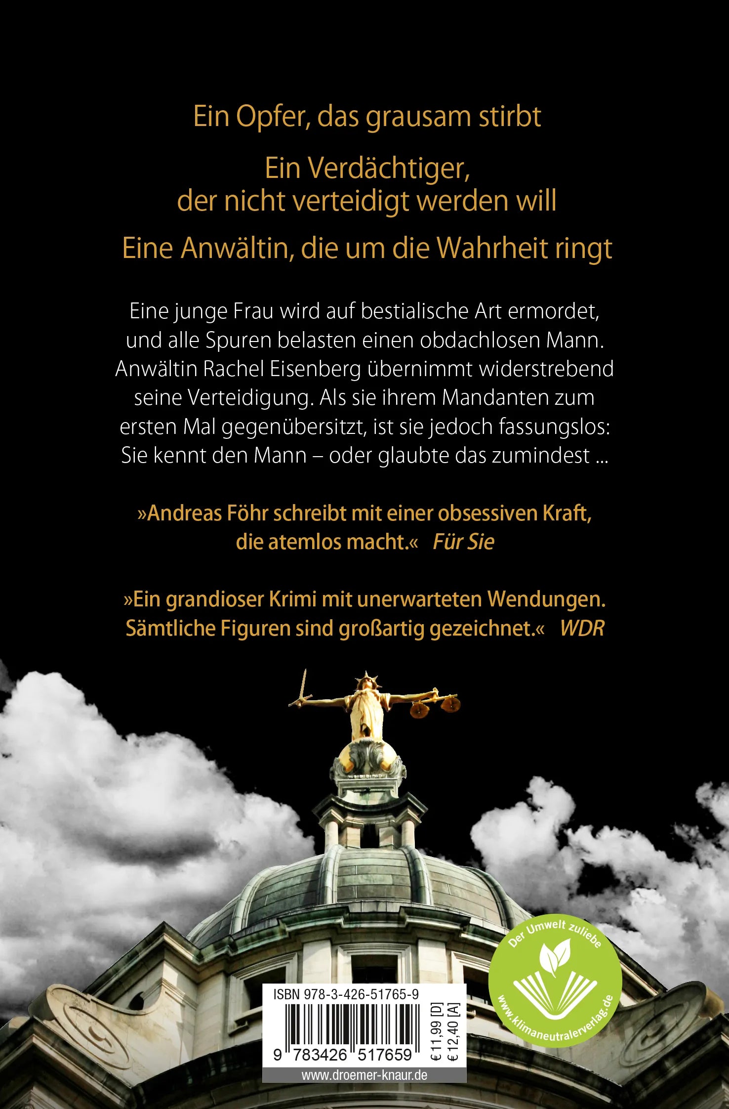 Buchrückseite von 'Eisenberg' mit Klappentext - Taschenbuch