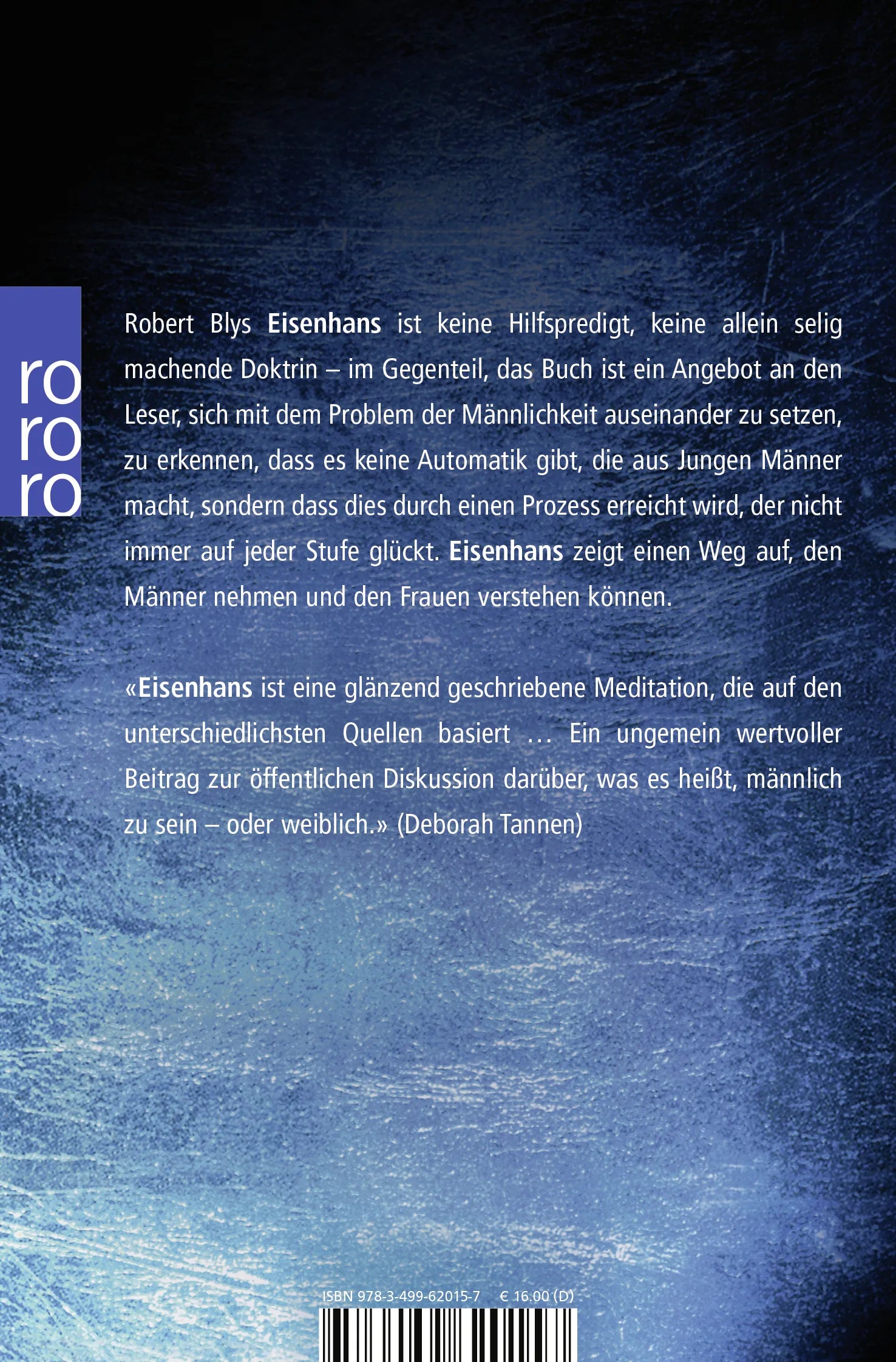 Buchrückseite von 'Eisenhans' mit Klappentext - Taschenbuch