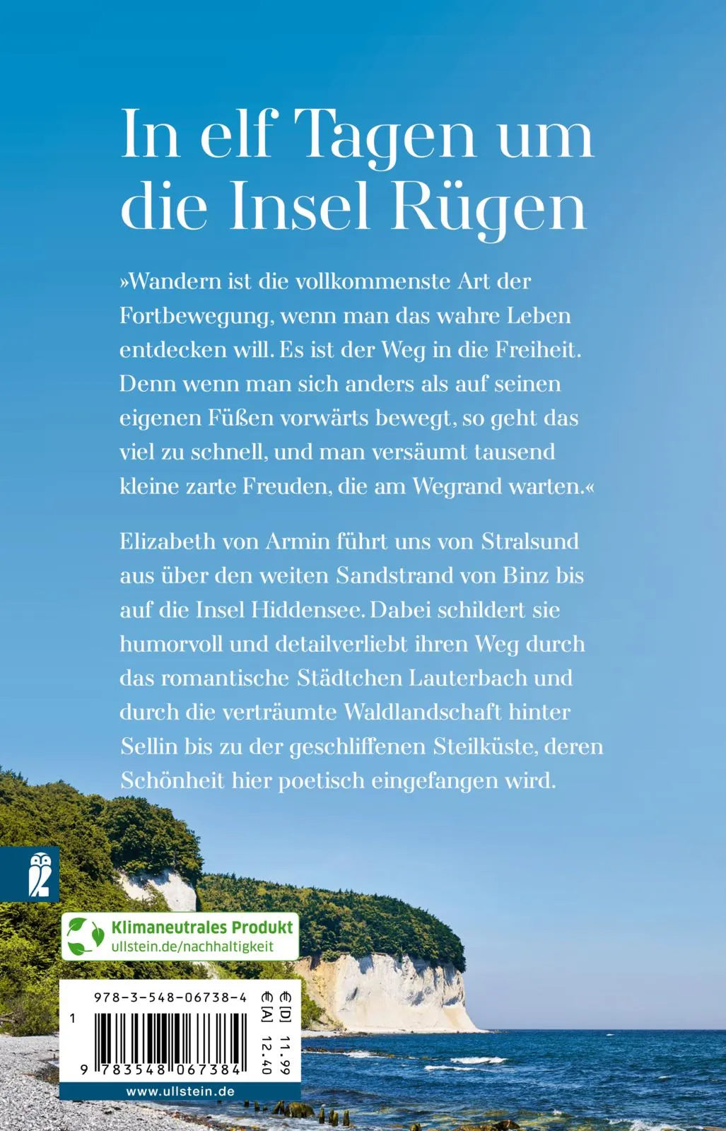 Buchrückseite von 'Elizabeth auf Rügen' mit Klappentext - Taschenbuch