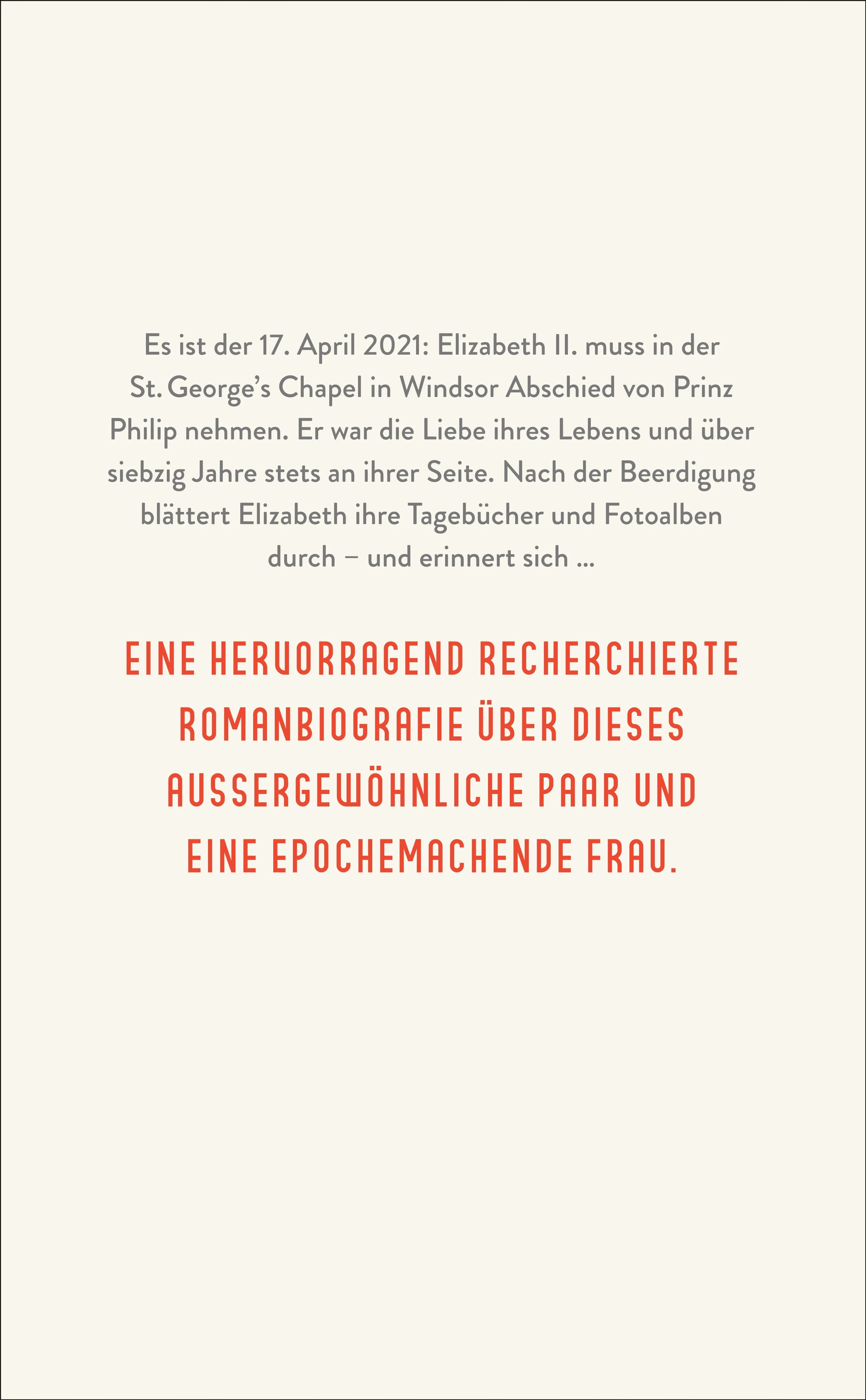 Buchrückseite von 'Elizabeth II. und die Lieben ihres Lebens' mit Klappentext - Paperback