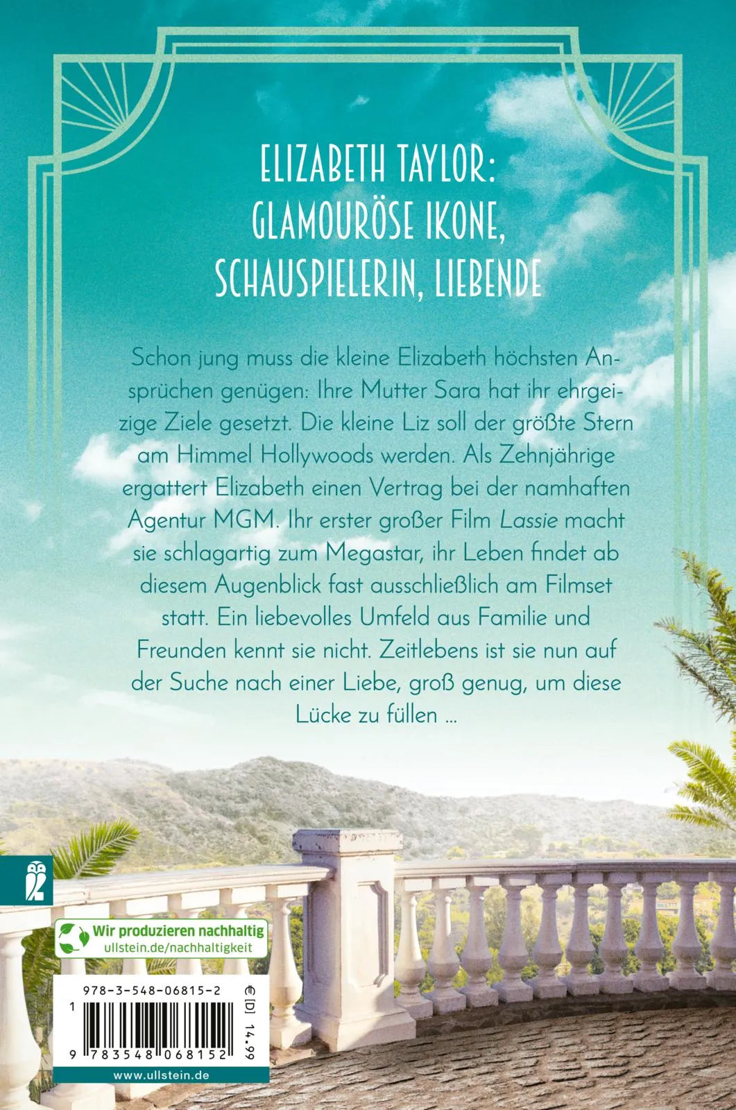 Buchrückseite von 'Elizabeth Taylor' mit Klappentext - Paperback