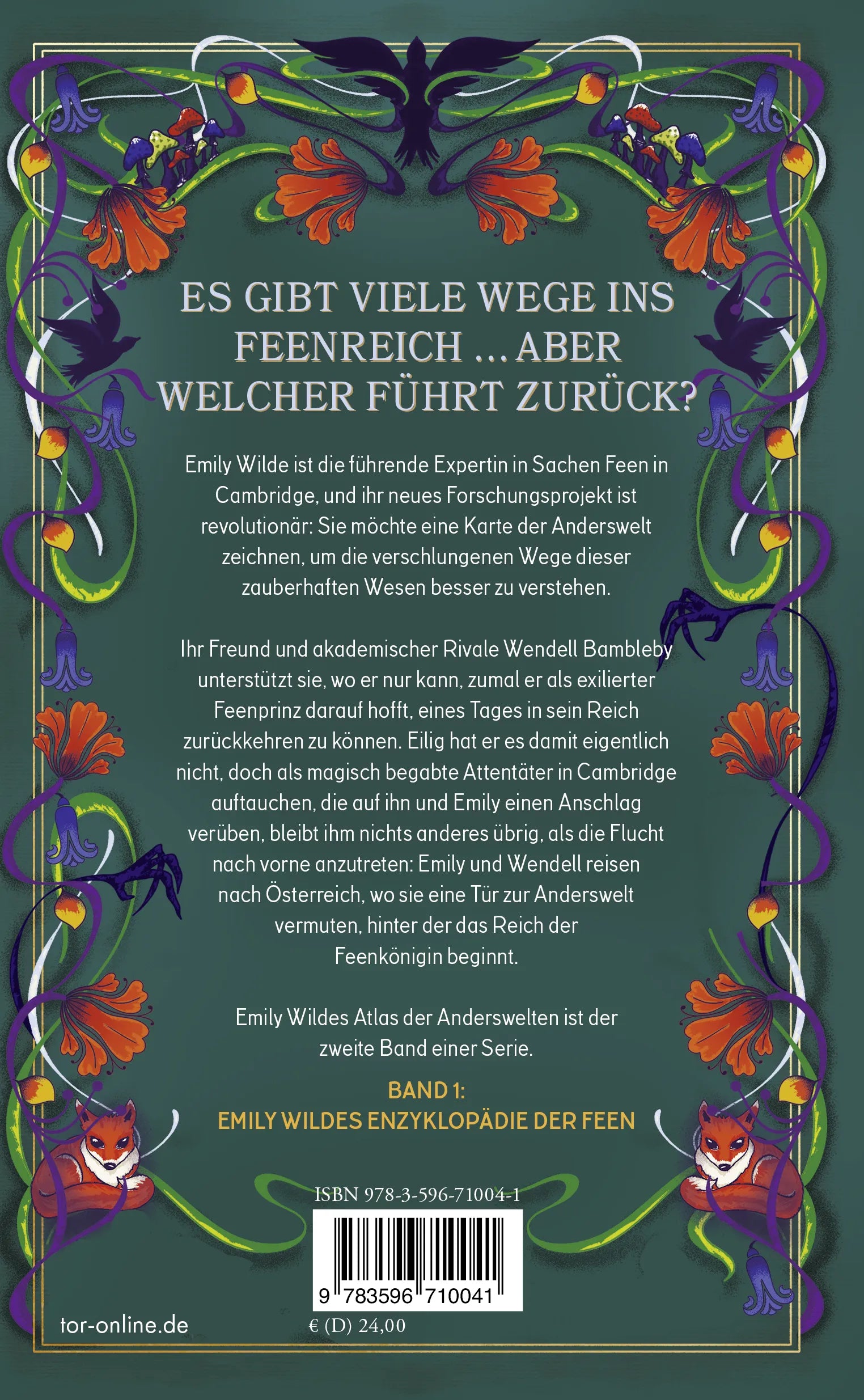 Buchrückseite von 'Emily Wildes Atlas der Anderswelten' mit Klappentext - Gebundene Ausgabe