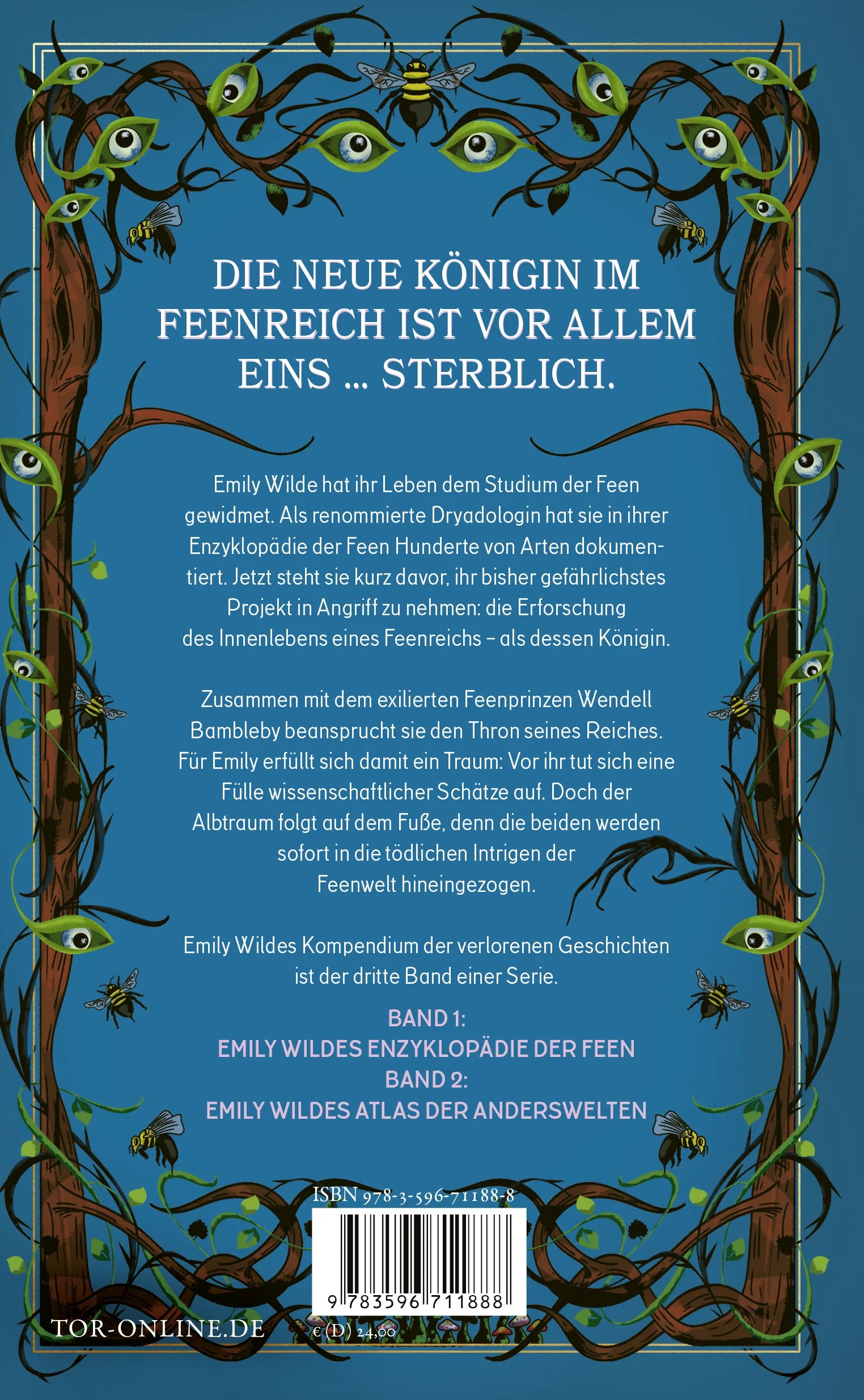 Buchrückseite von 'Emily Wildes Kompendium der verlorenen Geschichten' mit Klappentext - Gebundene Ausgabe