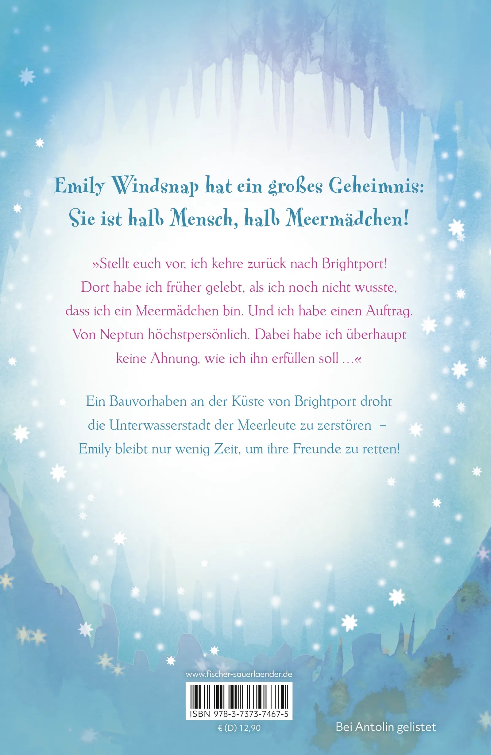 Buchrückseite von 'Emily Windsnap – Die Rückkehr' mit Klappentext - Gebundene Ausgabe