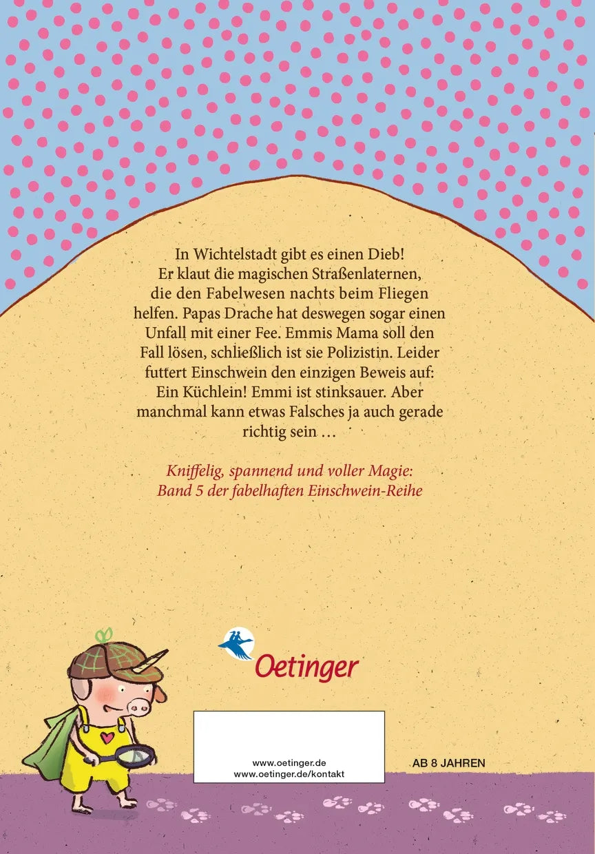 Buchrückseite von 'Emmi & Einschwein 5. Ein Fall für Sherlock Horn!' mit Klappentext - Gebundene Ausgabe
