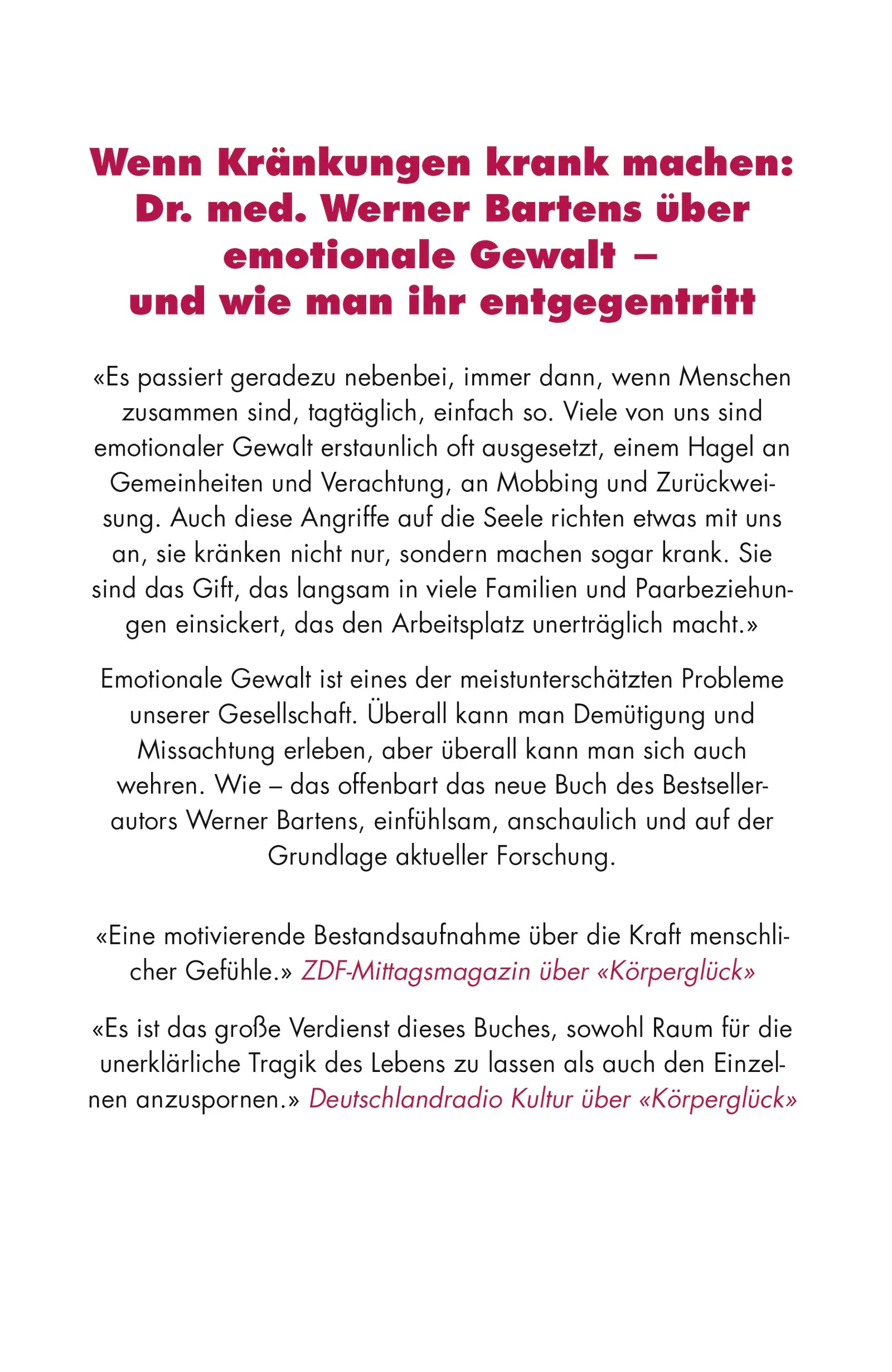 Buchrückseite von 'Emotionale Gewalt' mit Klappentext - Gebundene Ausgabe