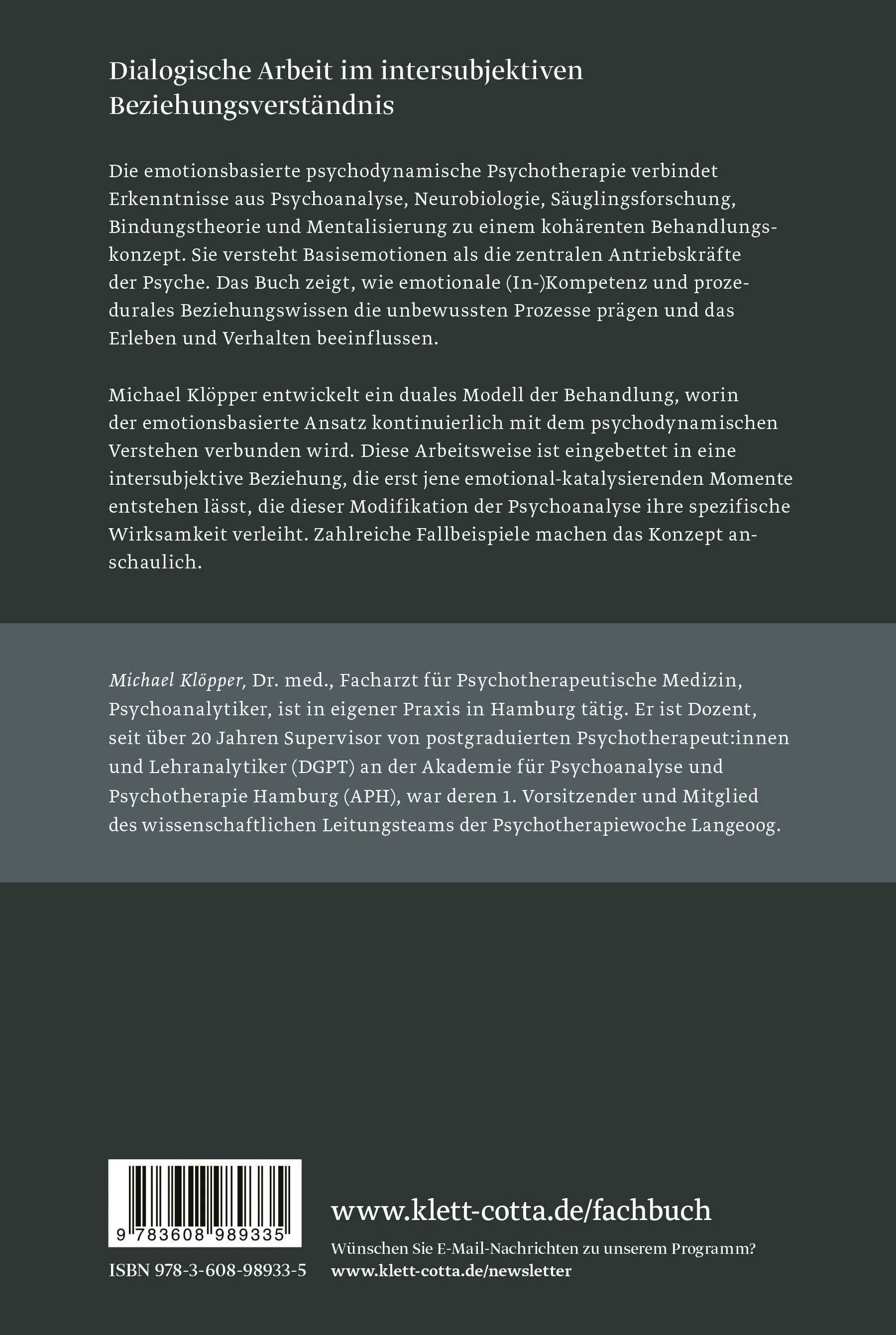 Rückseite: Emotionsbasierte psychodynamische Psychotherapie (Paperback)