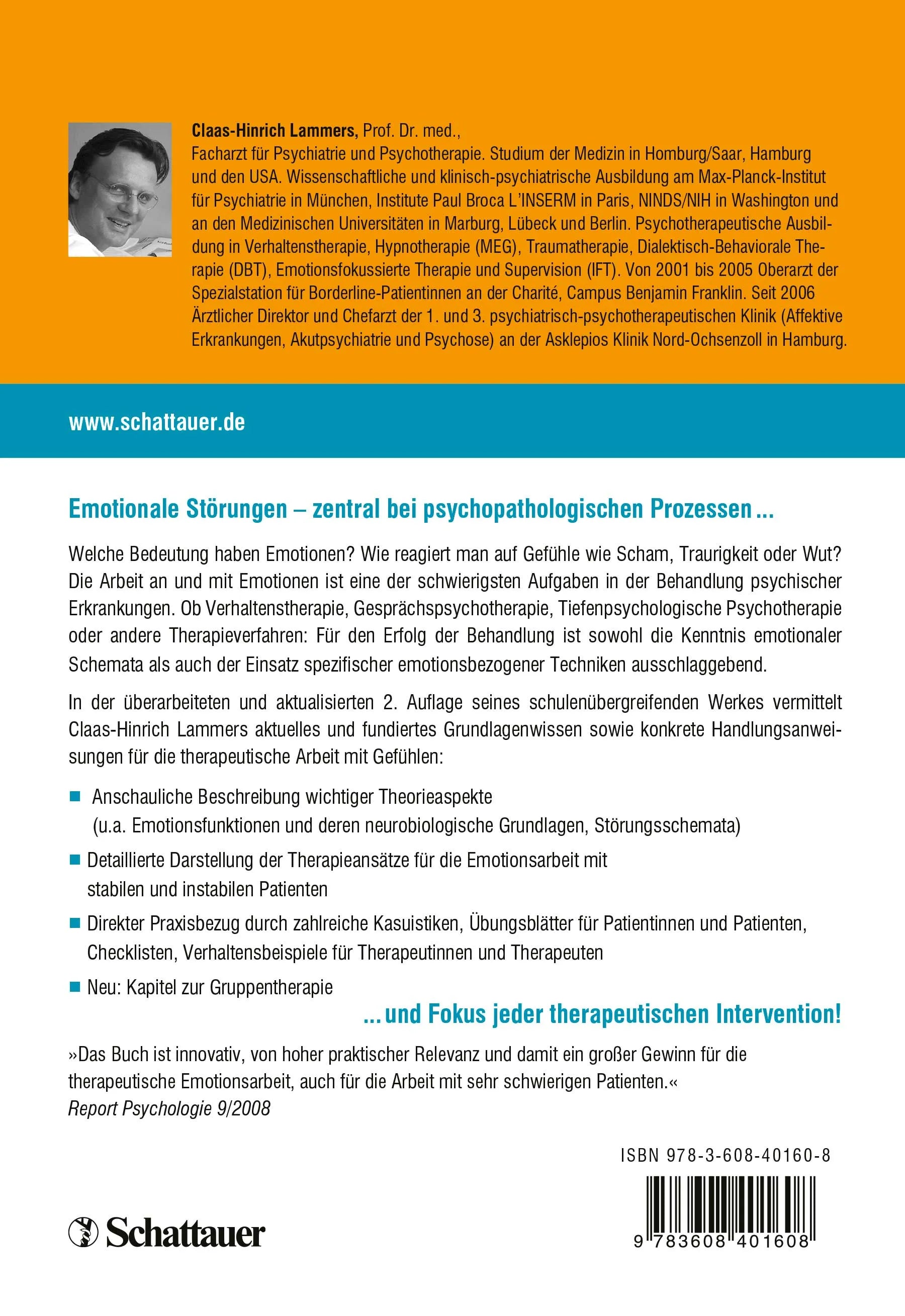 Buchrückseite von 'Emotionsbezogene Psychotherapie' mit Klappentext - Paperback