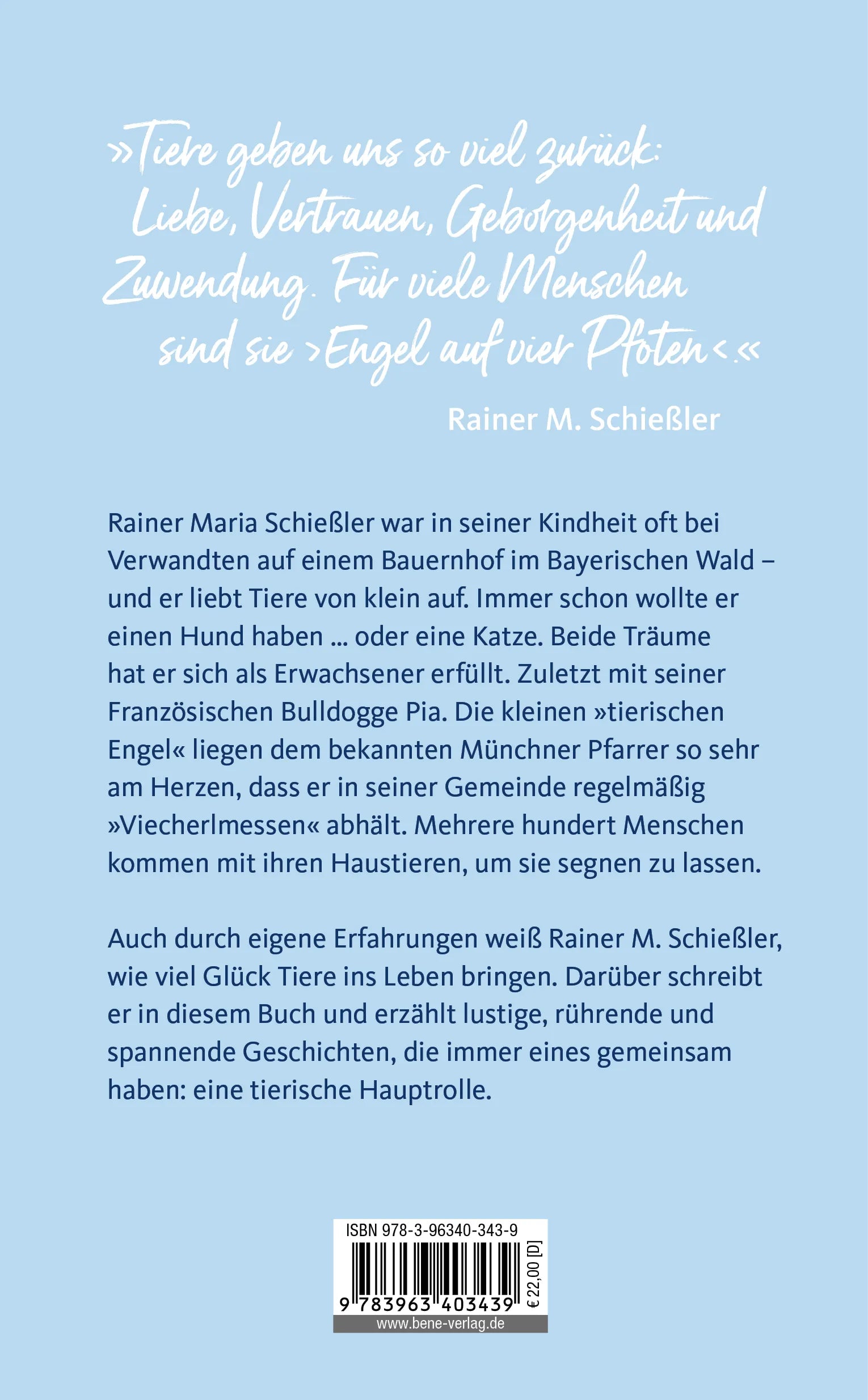 Buchrückseite von 'Engel auf vier Pfoten' mit Klappentext - Gebundene Ausgabe