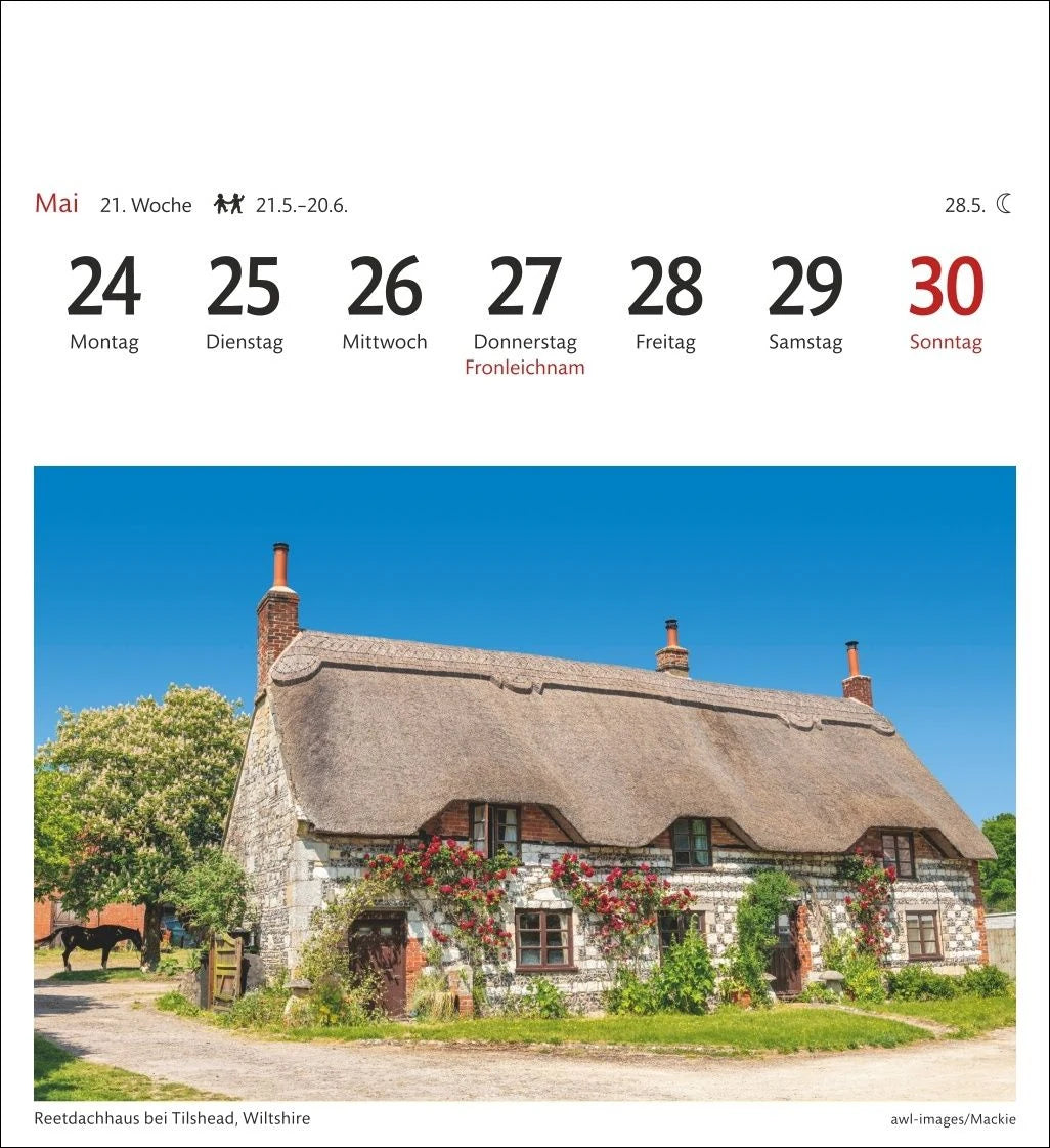 England Sehnsuchtskalender 2027 - Wochenkalender mit 53 Postkarten – Ansicht