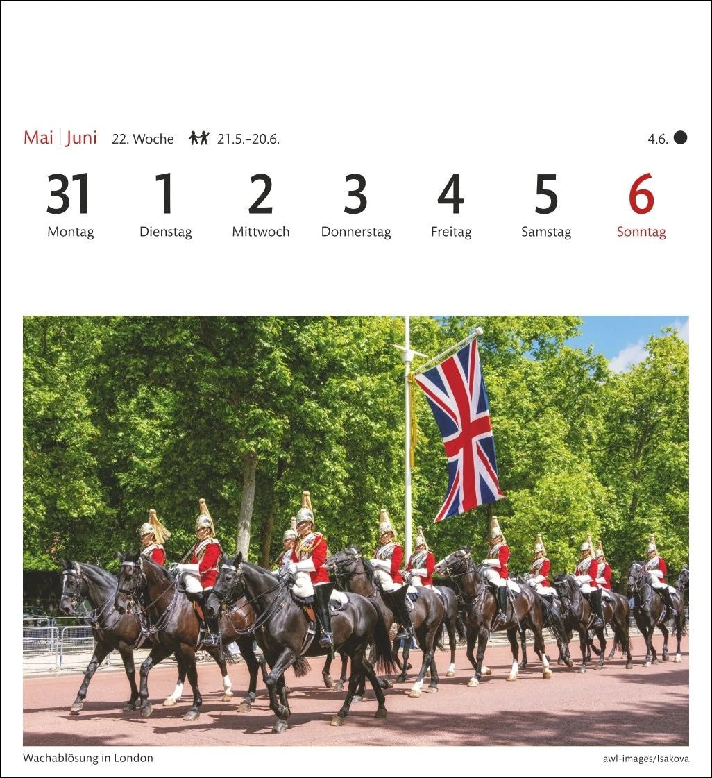England Sehnsuchtskalender 2027 - Wochenkalender mit 53 Postkarten – Ansicht