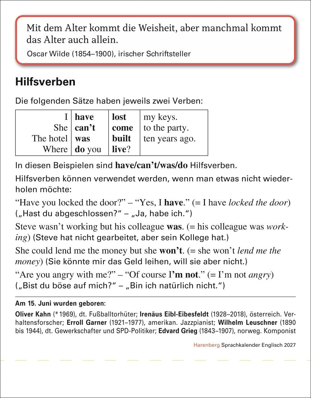 Englisch Sprachkalender 2027 - Englisch lernen leicht gemacht - Tagesabreißkalender – Ansicht