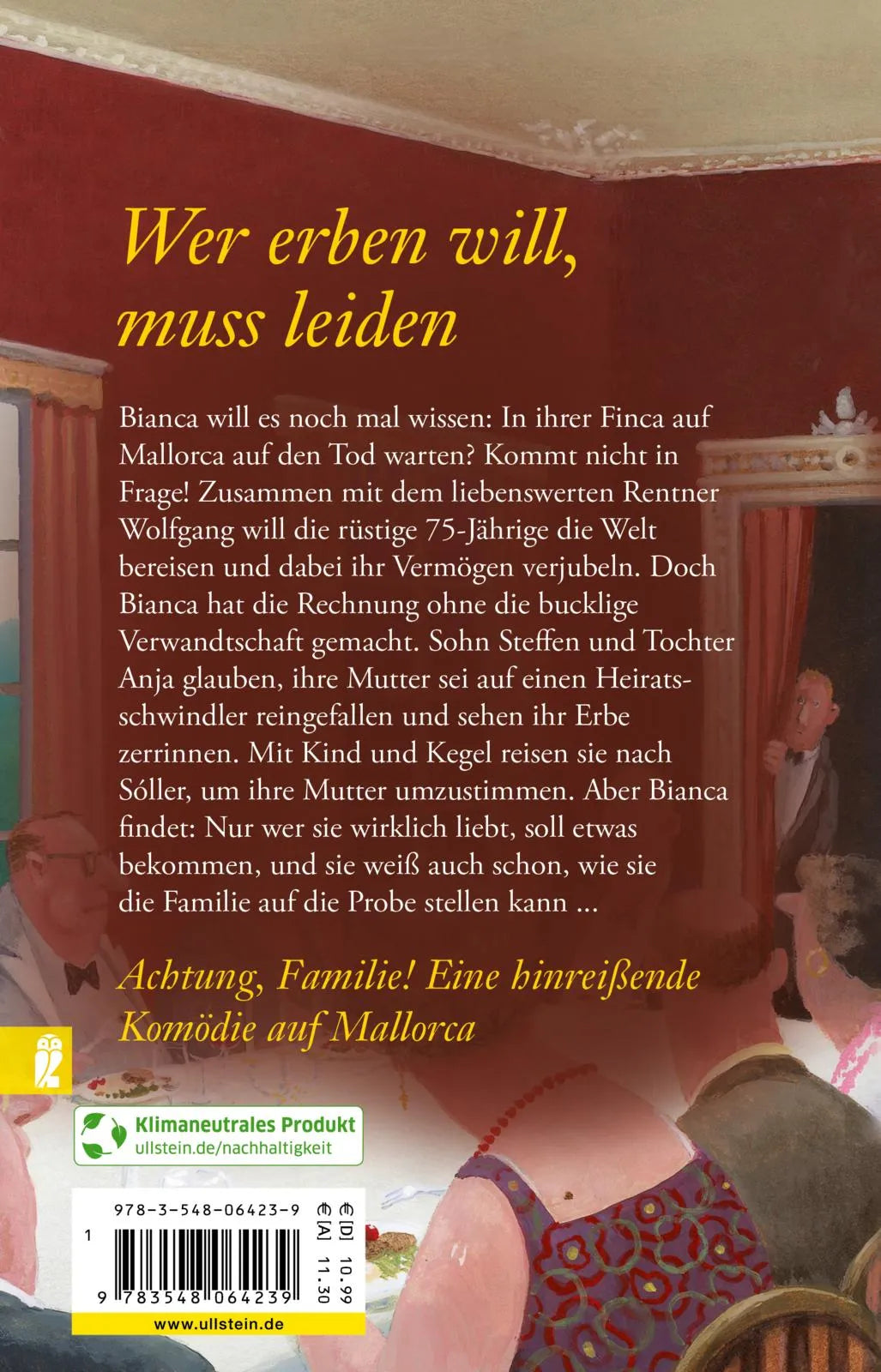 Buchrückseite von 'Erben wollen sie alle' mit Klappentext - Taschenbuch
