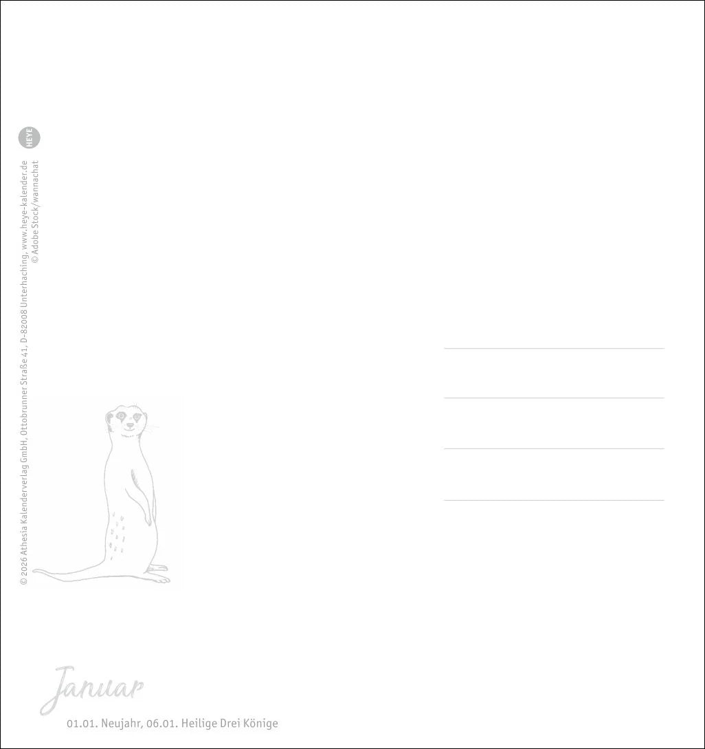 Erdmännchen Postkartenkalender 2027 – Ansicht