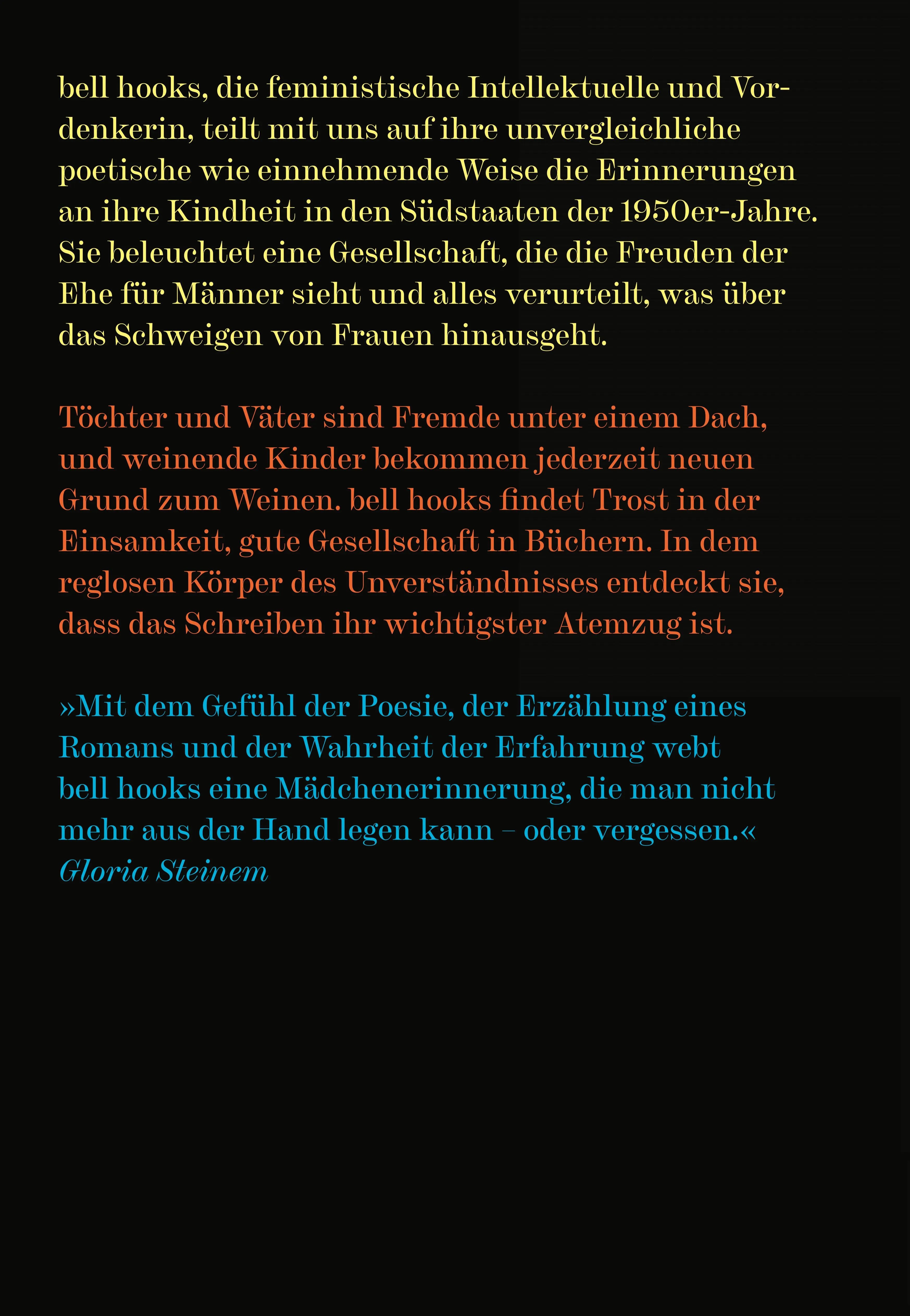 Buchrückseite von 'Erinnerungen an eine Kindheit' mit Klappentext - Gebundene Ausgabe