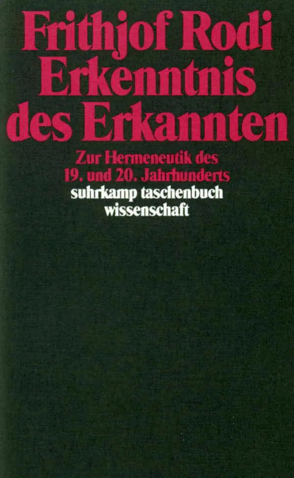 Buchcover von 'Erkenntnis des Erkannten' - Taschenbuch von Frithjof Rodi