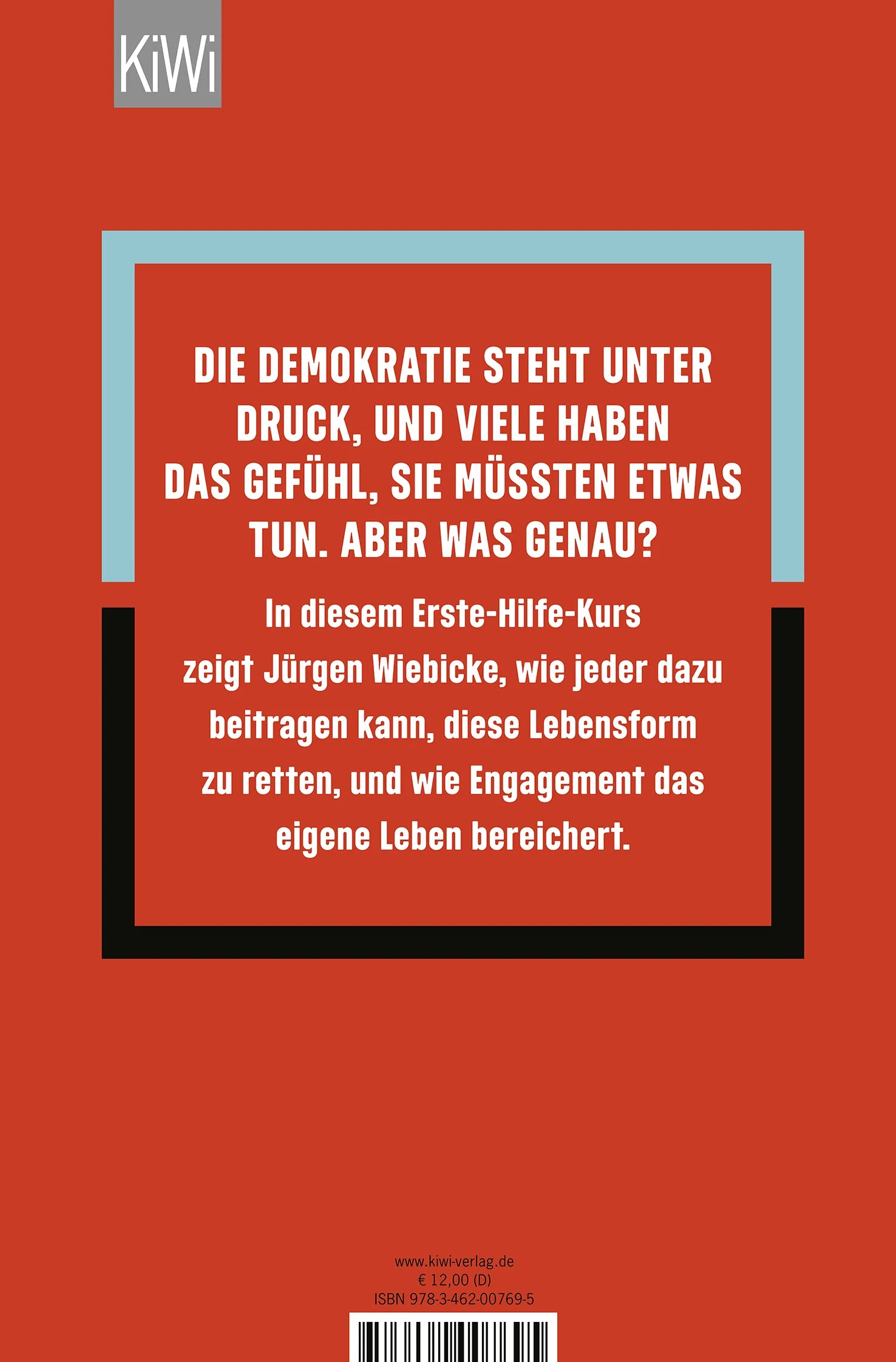 Buchrückseite von 'Erste Hilfe für Demokratie-Retter' mit Klappentext - Taschenbuch