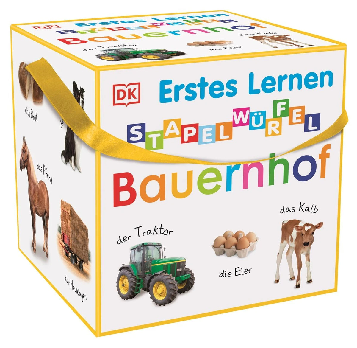Lernspiel: Erstes Lernen Stapelwürfel. Bauernhof
