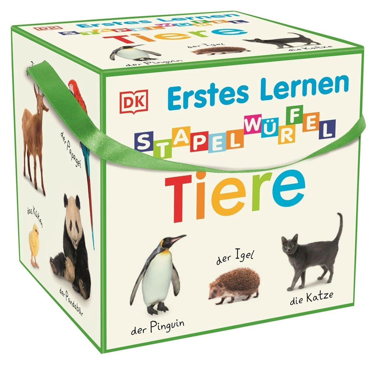 Lernspiel: Erstes Lernen Stapelwürfel. Tiere