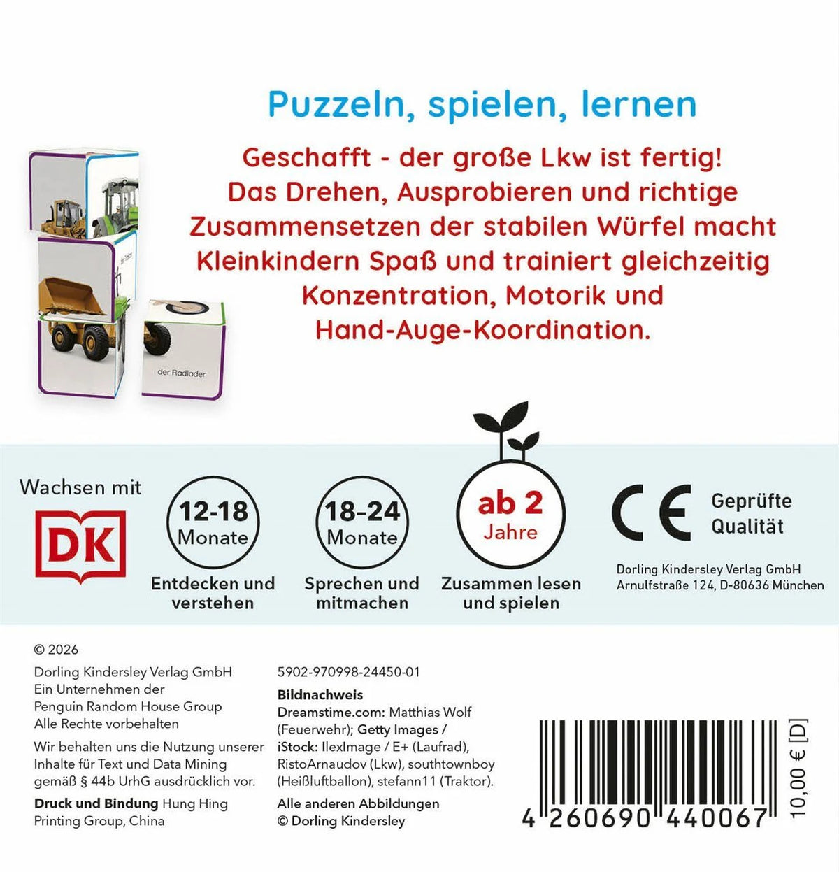 Erstes Lernen Würfelpuzzle. Fahrzeuge – Ansicht