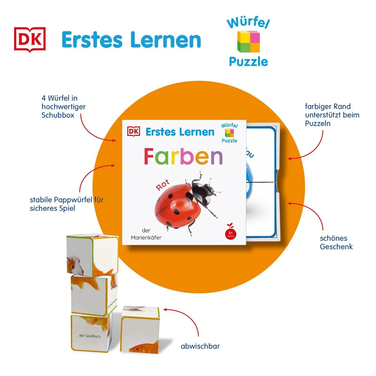 Erstes Lernen Würfelpuzzle. Farben – Ansicht