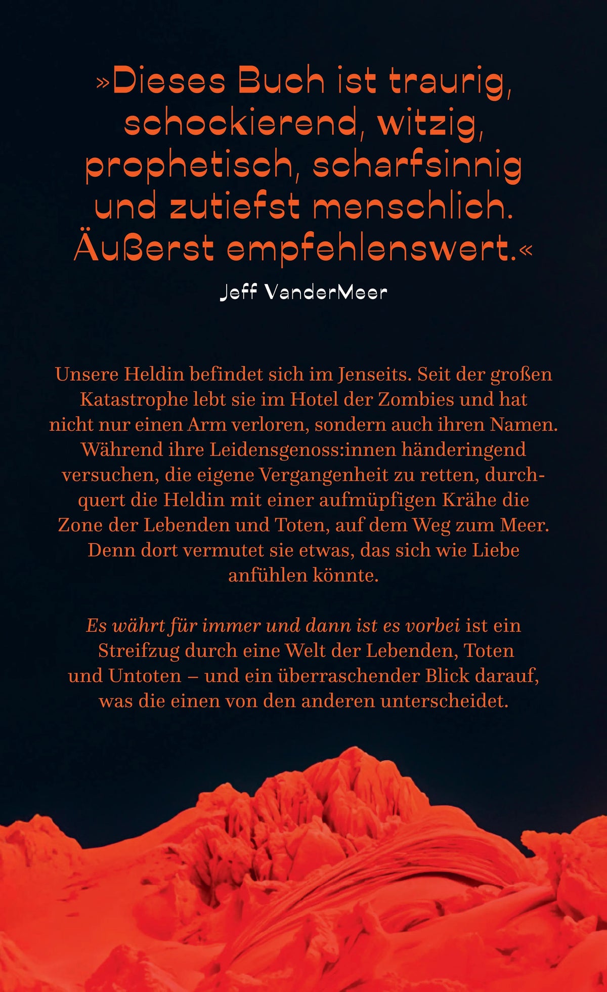 Buchrückseite von 'Es währt für immer und dann ist es vorbei' mit Klappentext - Gebundene Ausgabe