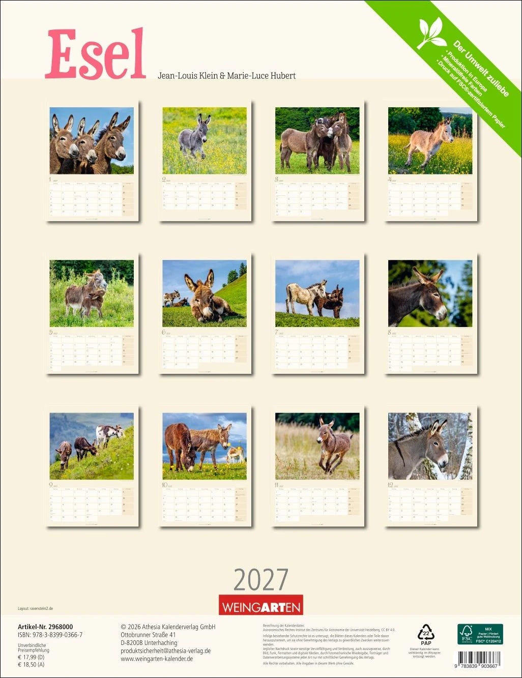 Esel Kalender 2027 – Ansicht