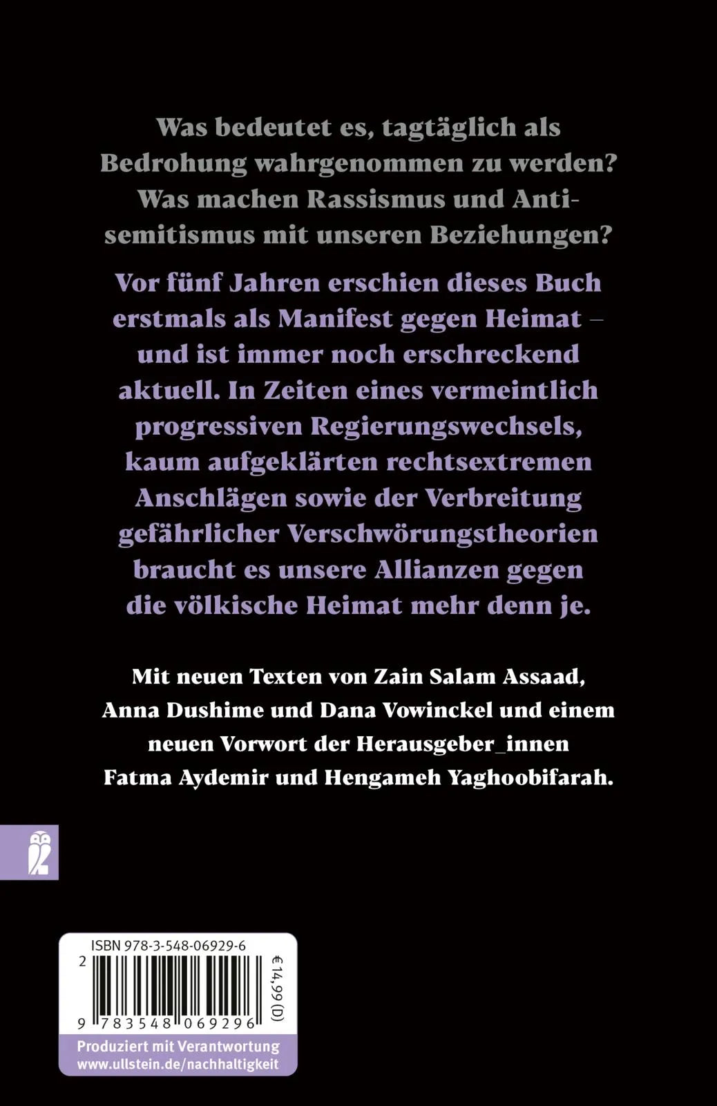 Buchrückseite von 'Eure Heimat ist unser Albtraum' mit Klappentext - Taschenbuch