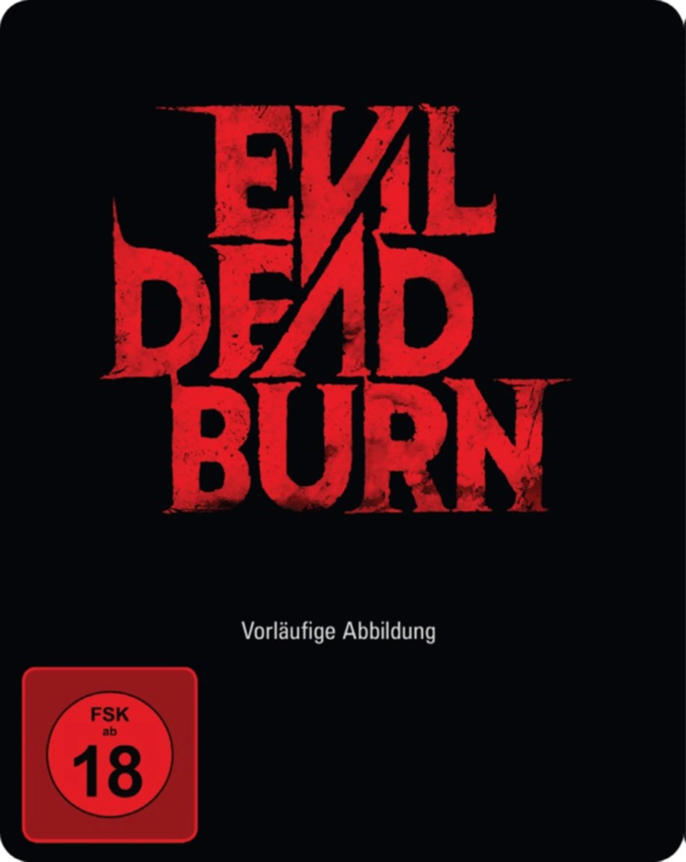 4K UHD Blu-ray-Cover: Evil Dead Burn. Regie: Sebastien Vanicek. Vorläufiges Cover - Platzhalterbild