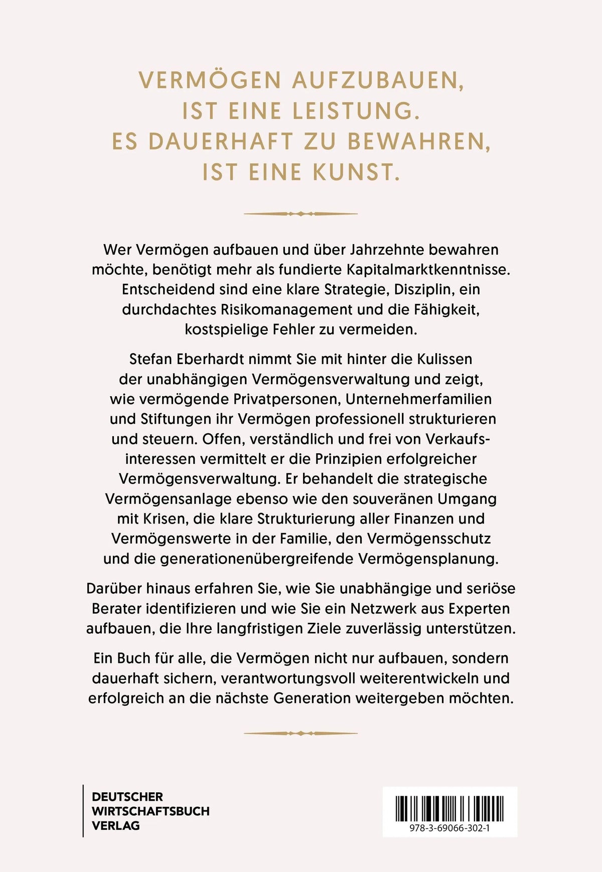 Rückseite: Exklusive Einblicke eines Vermögensverwalters (Hardcover)
