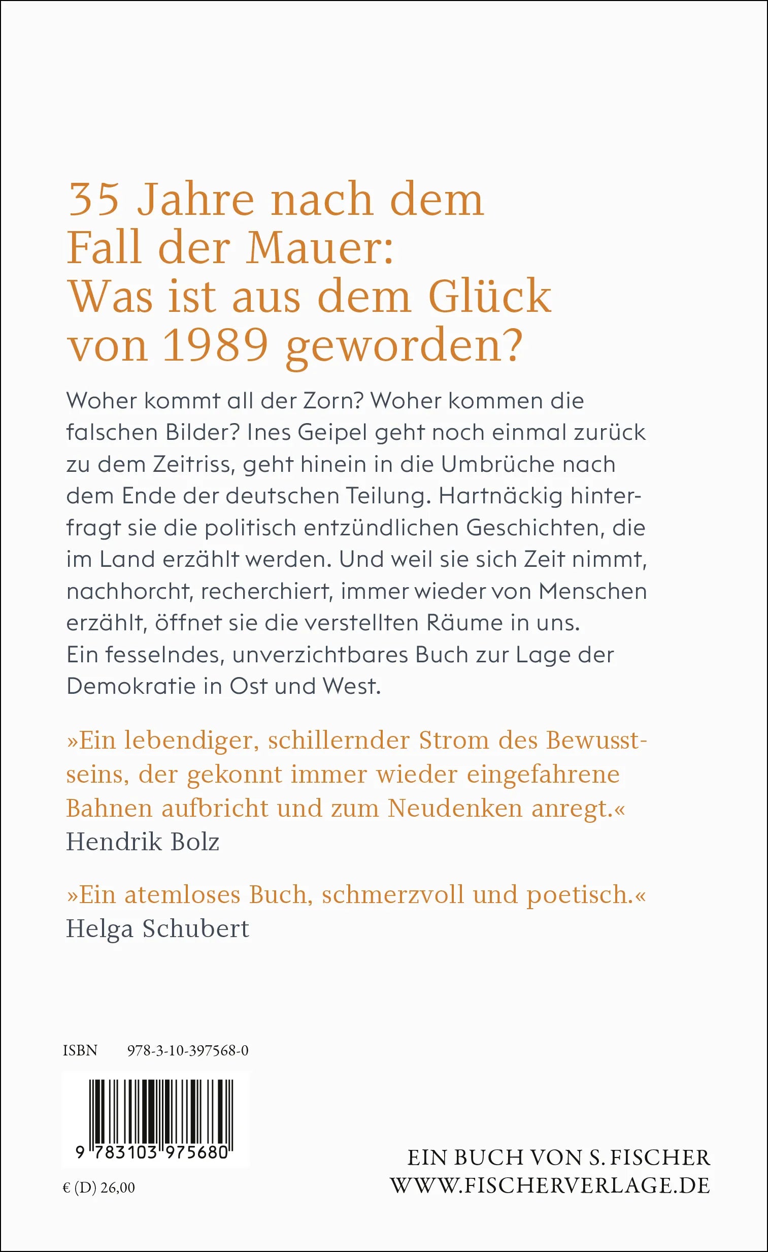 Buchrückseite von 'Fabelland' mit Klappentext - Gebundene Ausgabe