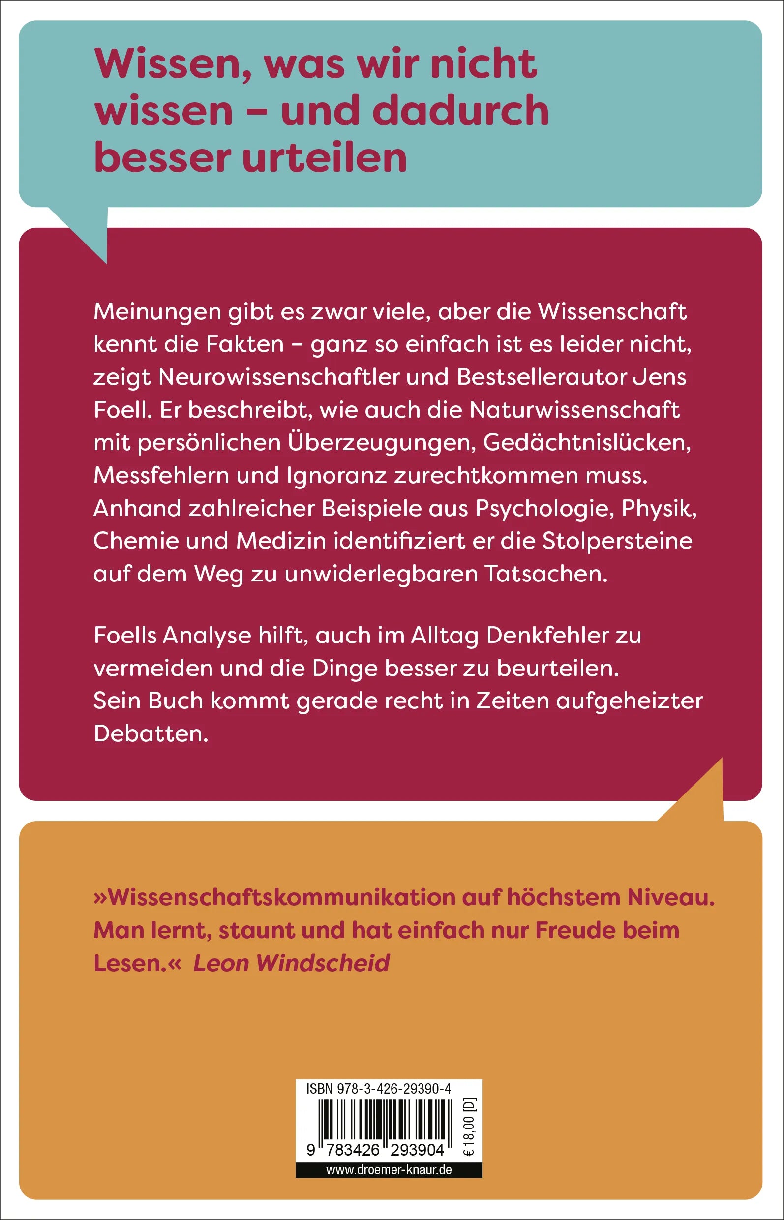 Buchrückseite von 'Fakten sind auch nur Meinungen' mit Klappentext - Paperback