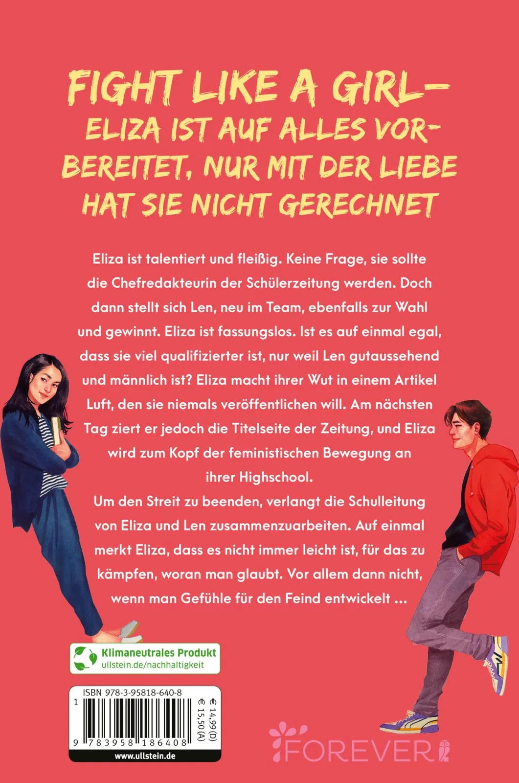 Buchrückseite von 'Falling in love was not the plan' mit Klappentext - Paperback