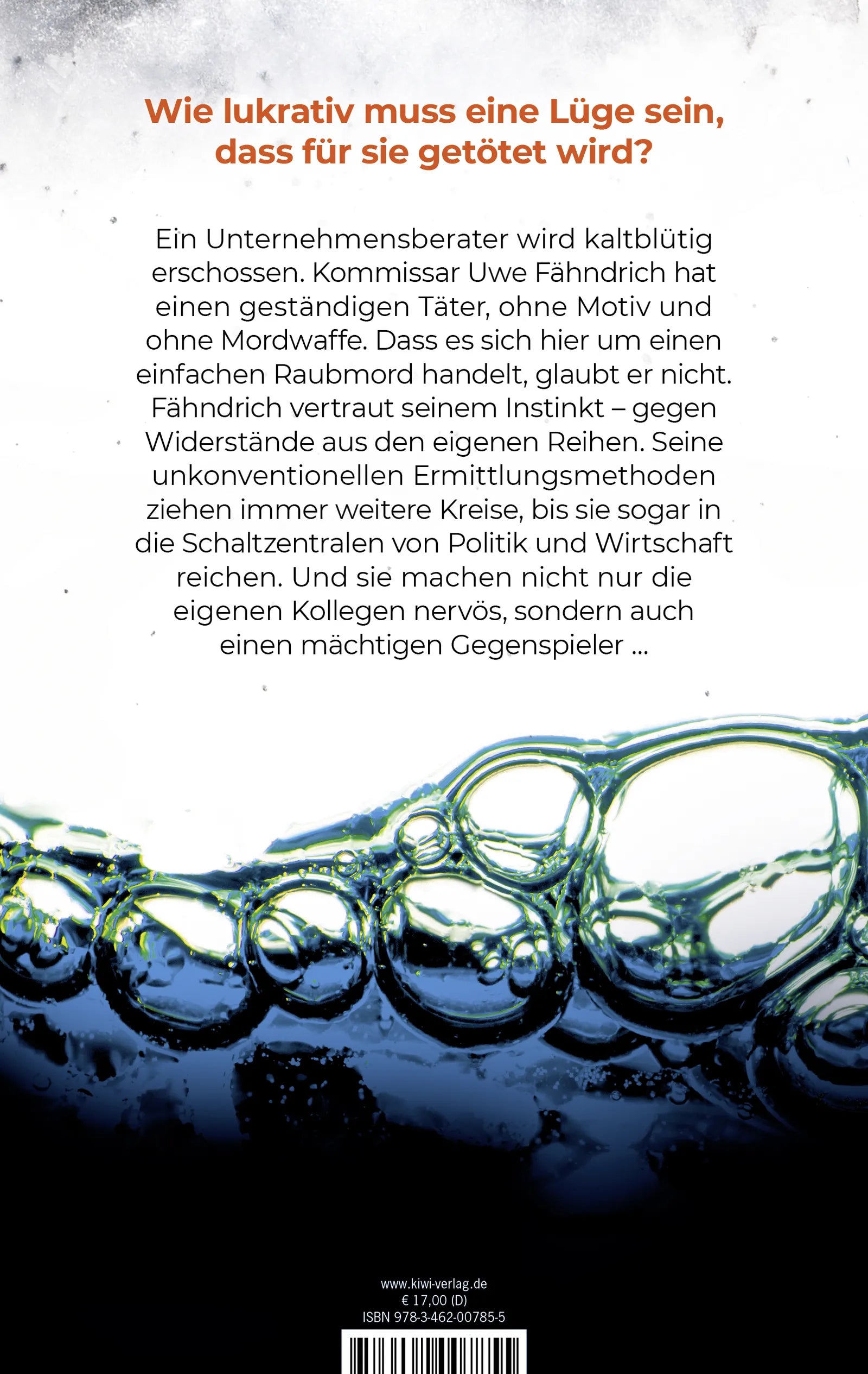 Buchrückseite von 'Falsche Versprechen' mit Klappentext - Paperback
